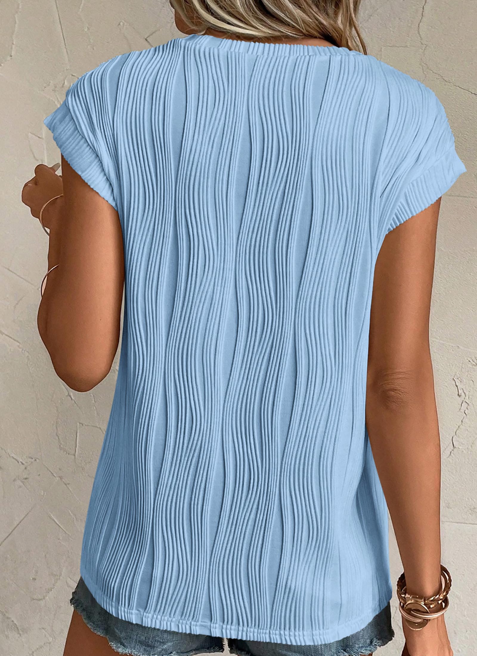 Blouses for Women Dressy Casual Summer Tops, Light Blue,S