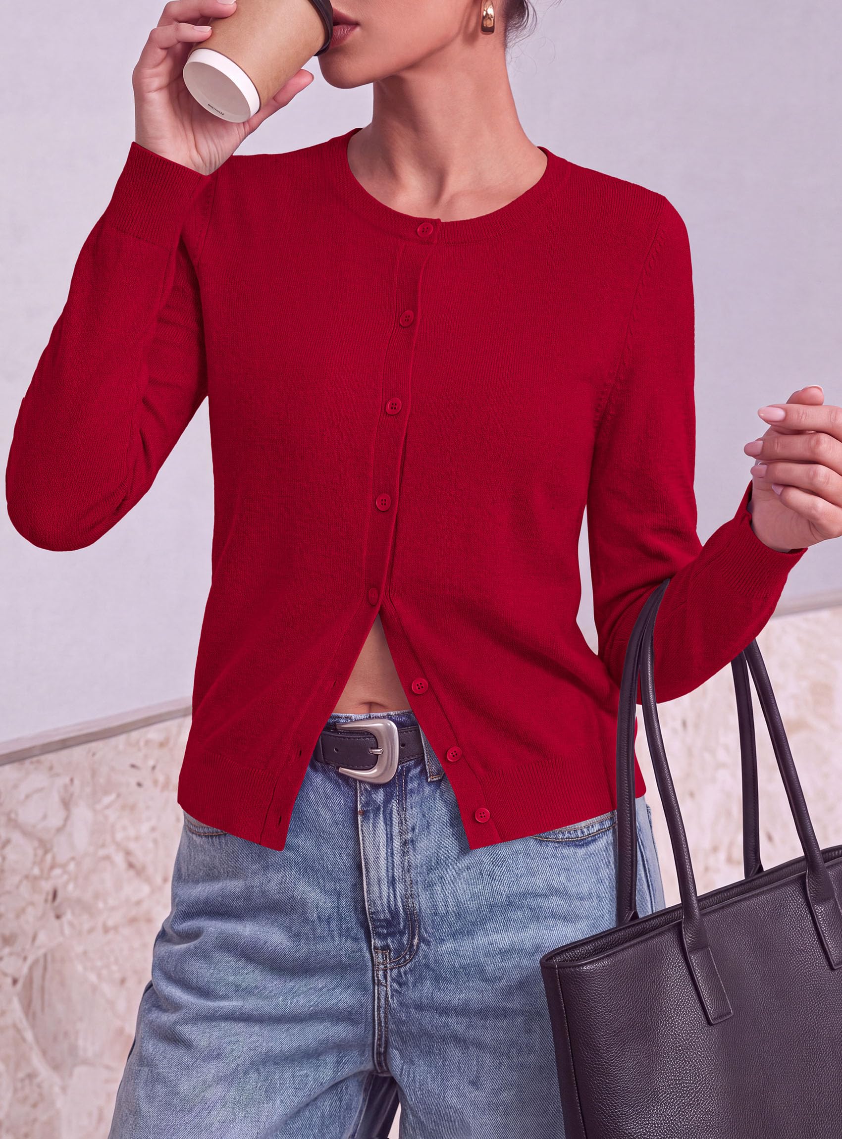 Lightweight Cardigans for Women Knit Button Up Fall Sweaters