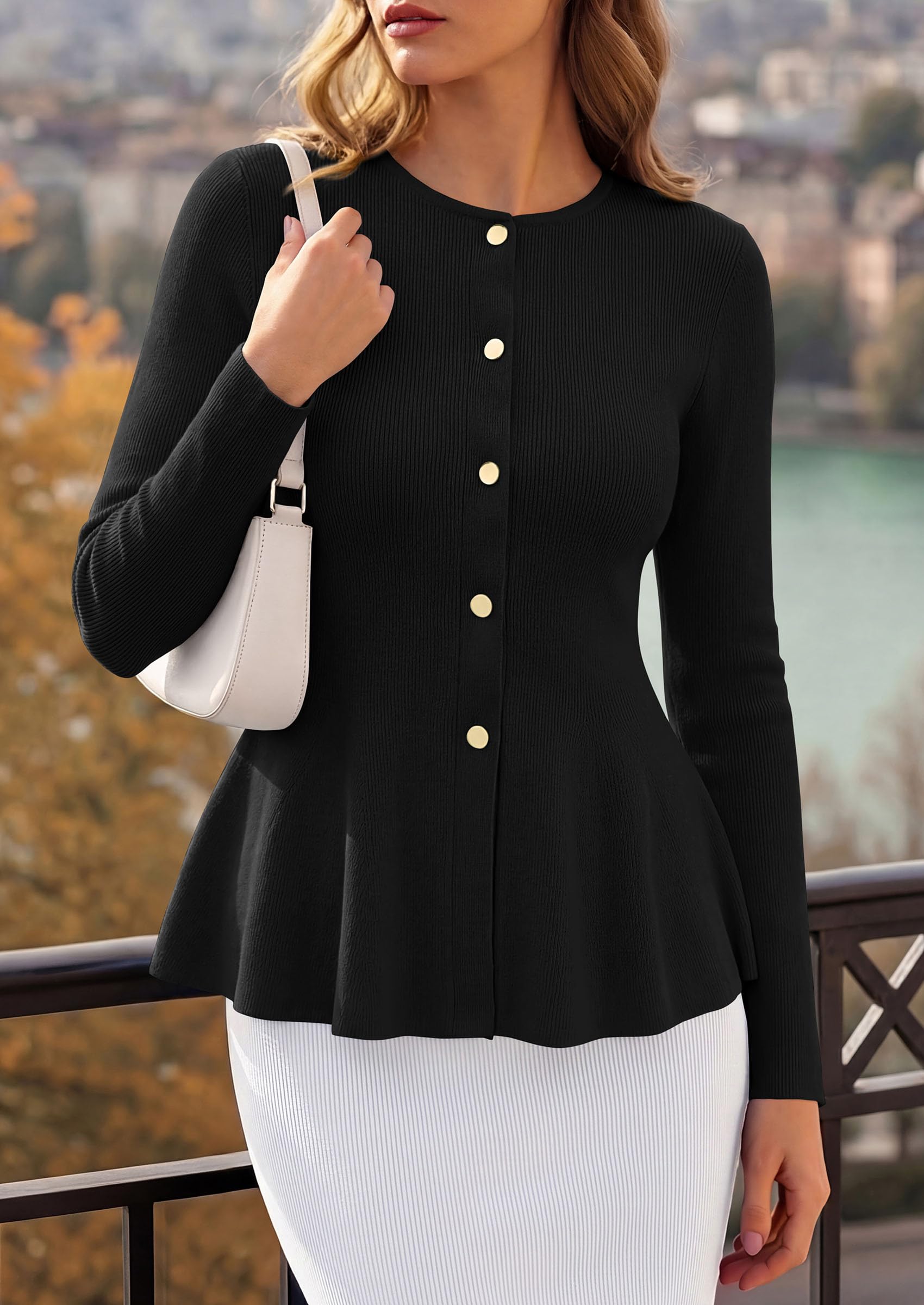 Women's Fall Lightweight Cardigan Sweaters, Black,S