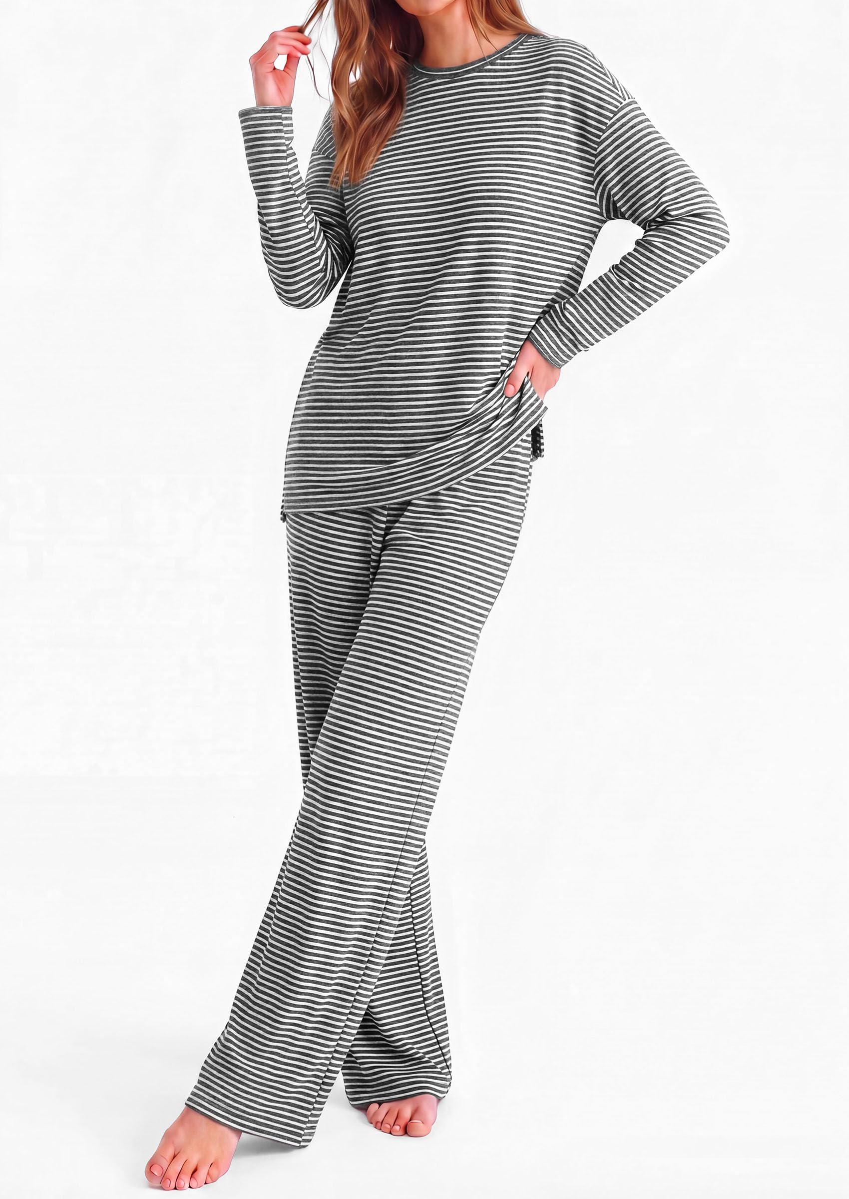 Lounge Sets for Women Fall Striped Matching Comfy Pajama Sets