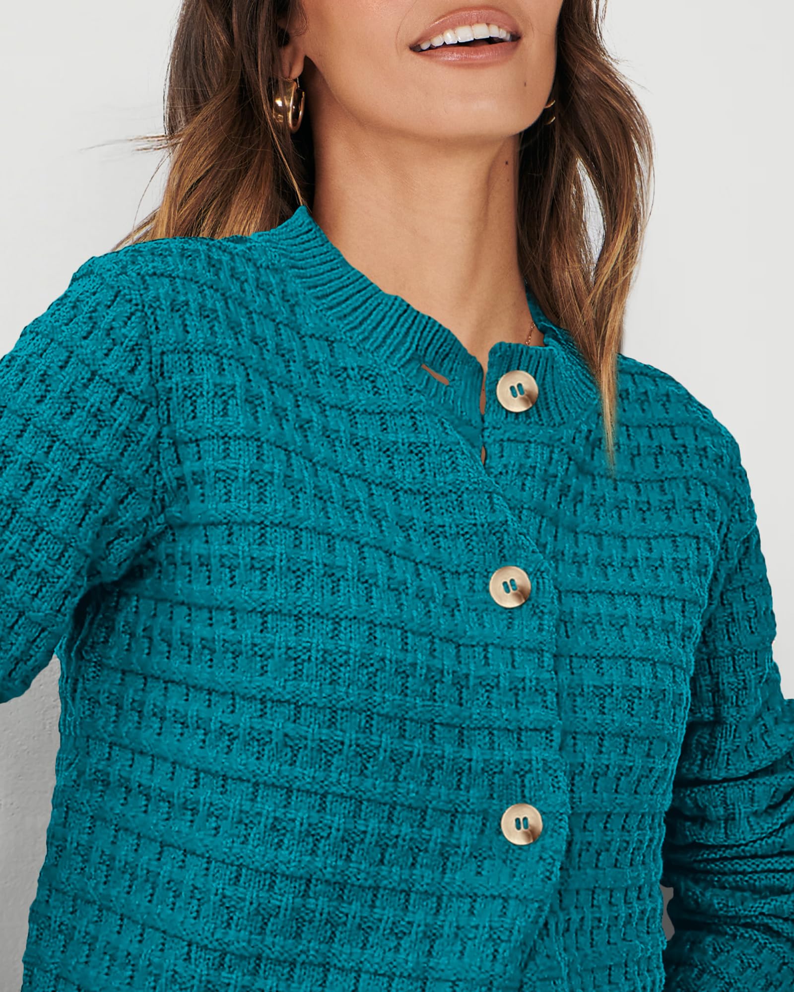 Women's Fall Lightweight Cardigan Sweaters Peacock Blue