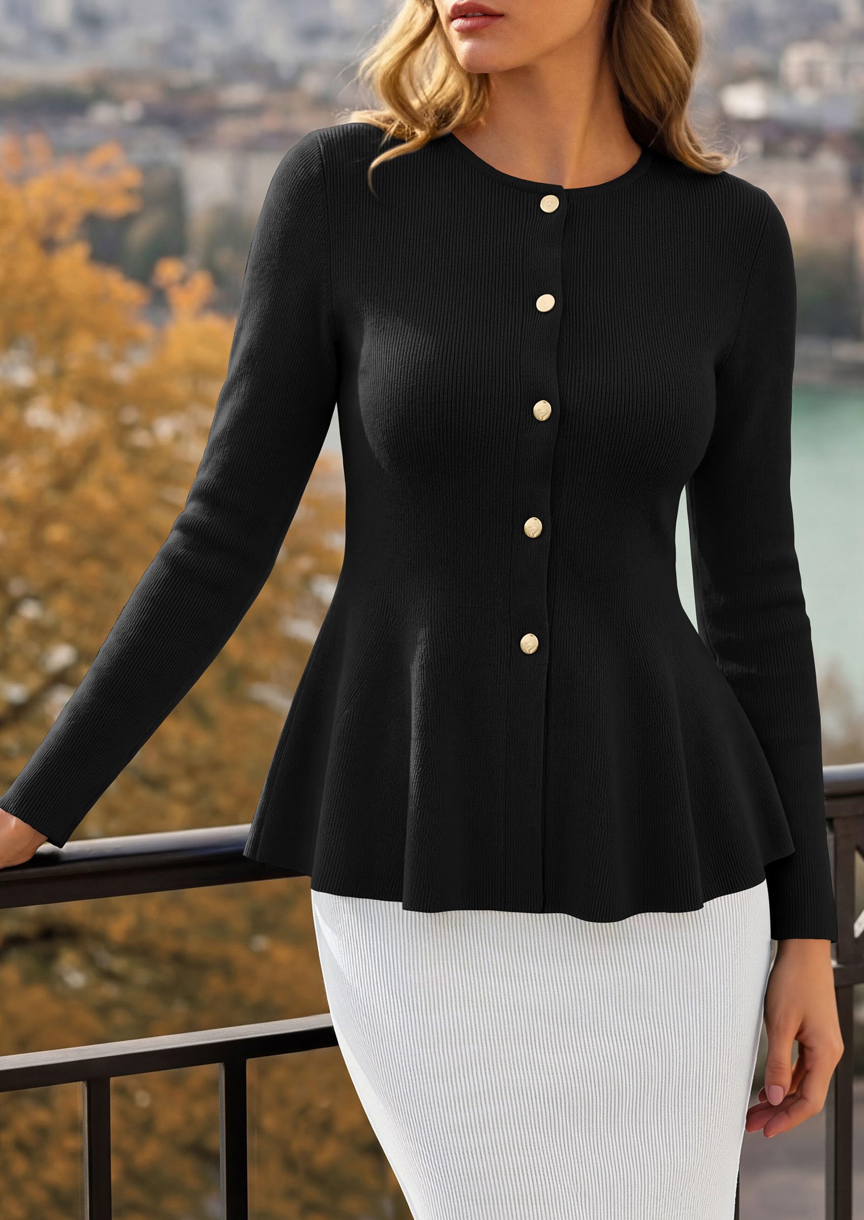 Women's Fall Lightweight Cardigan Sweaters, Black,S