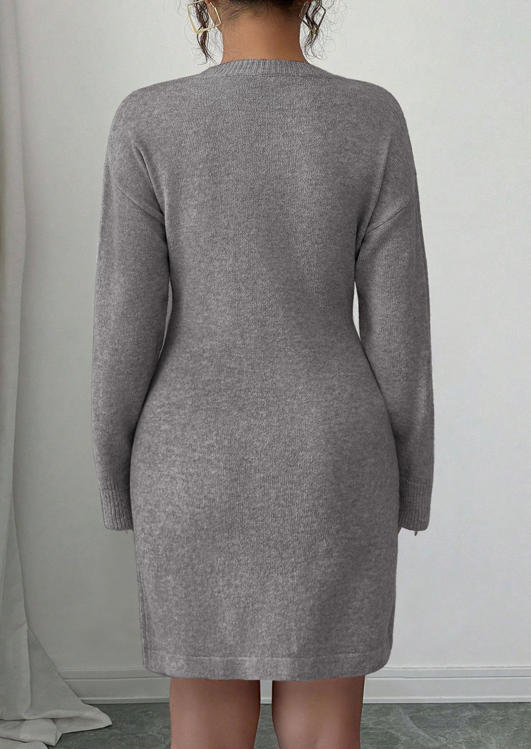 Women's Embroidered Long Sleeve Bodycon Mini Sweater Dress