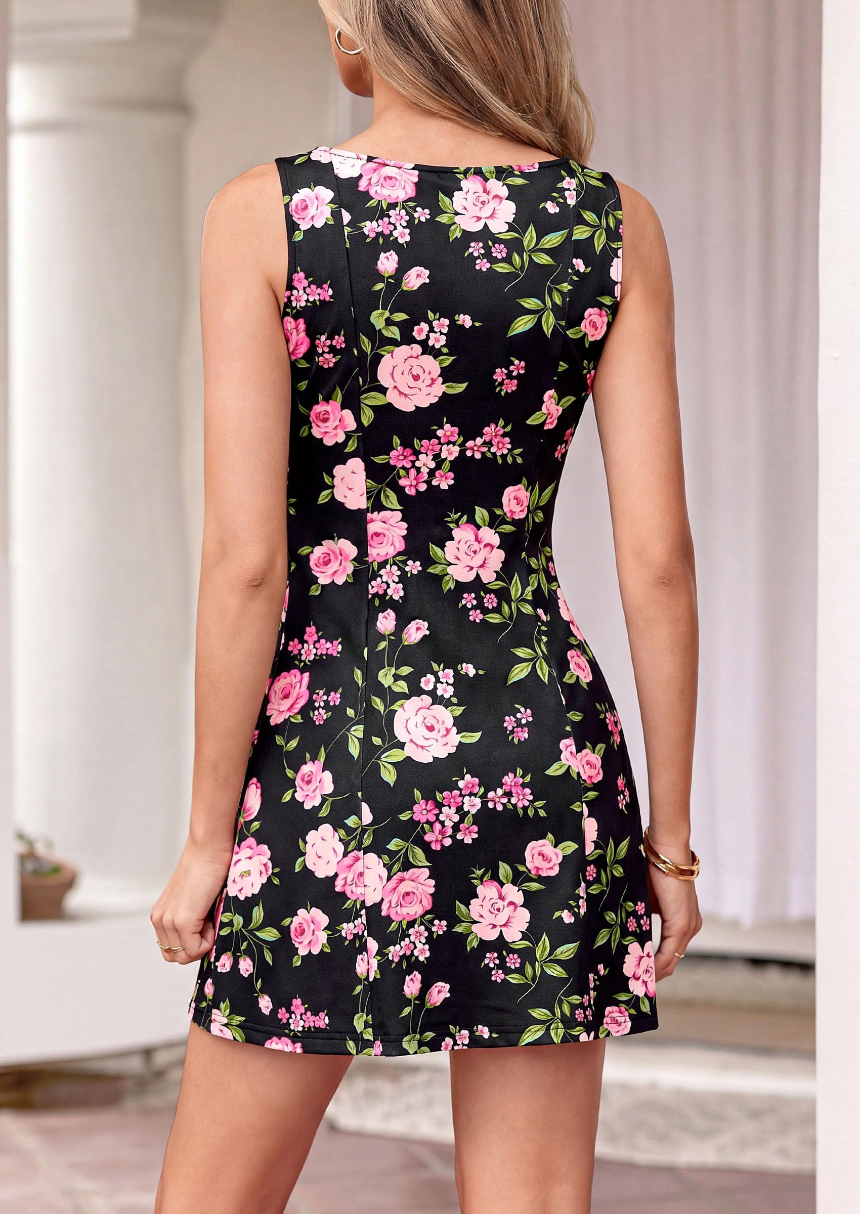 Women's Summer Floral Mini Dress A Line Sun Dresses
