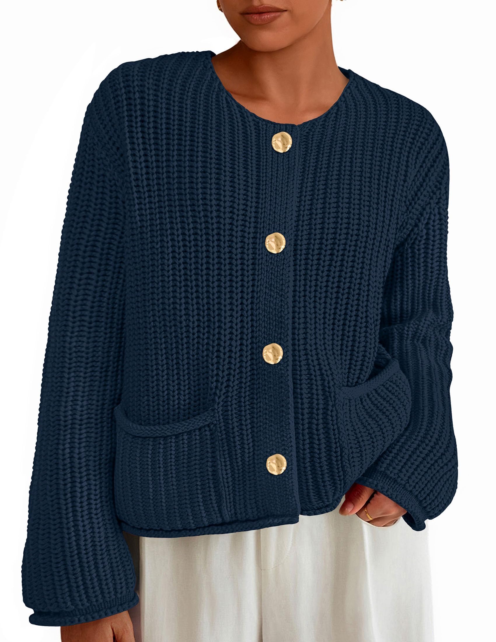 Women Oversized Cardigan Sweaters 2026 Fall Outfits,Navy