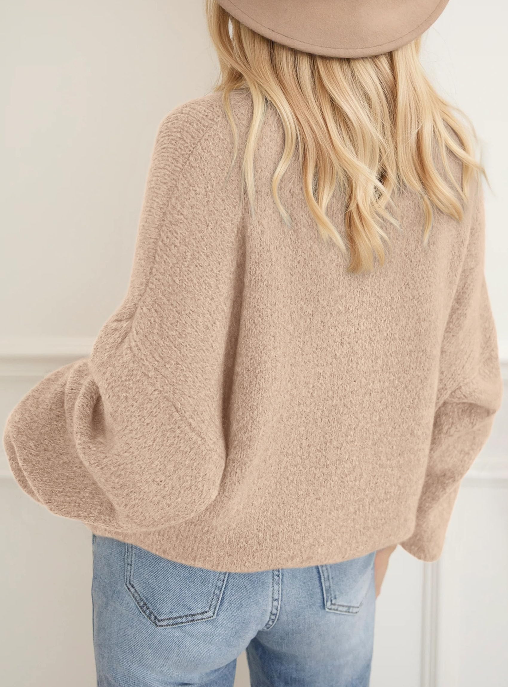 Women's Fall Oversized Holiday Sweaters (Light Khaki,S)