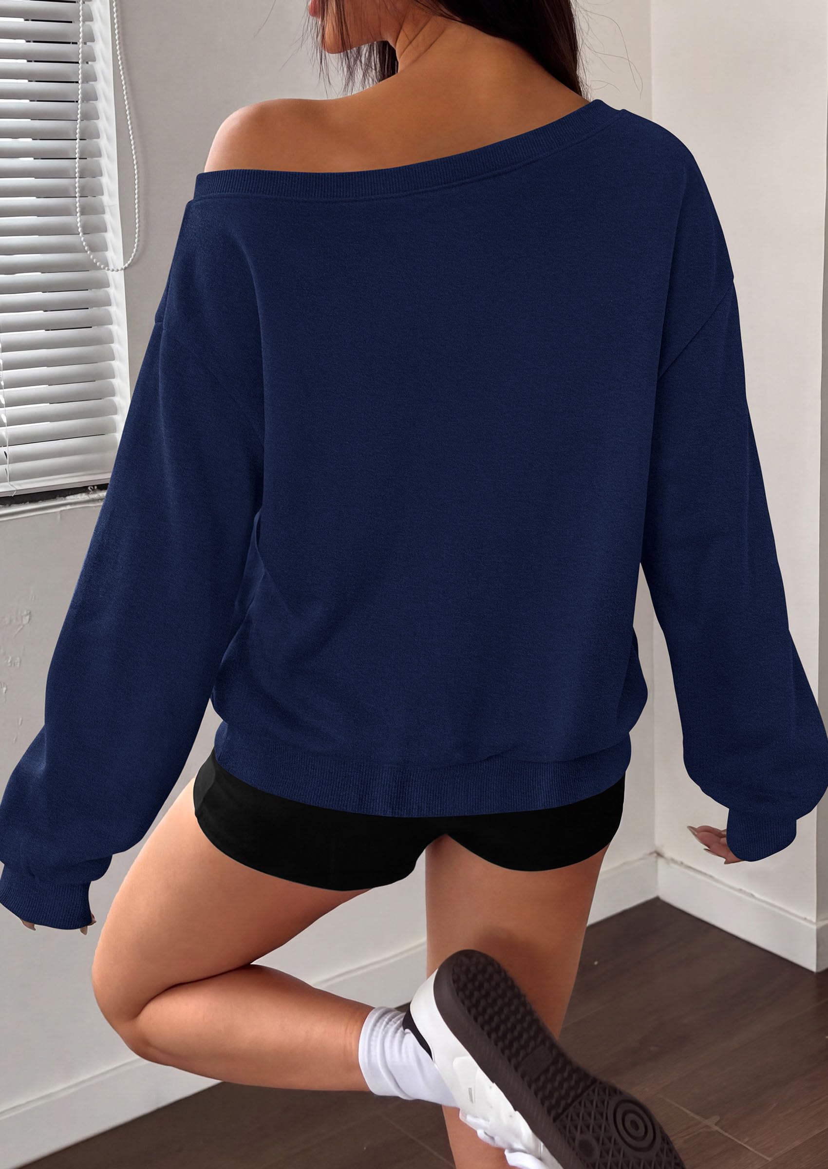 Womens Off The Shoulder Sweatshirt Fall Long Sleeve Tops