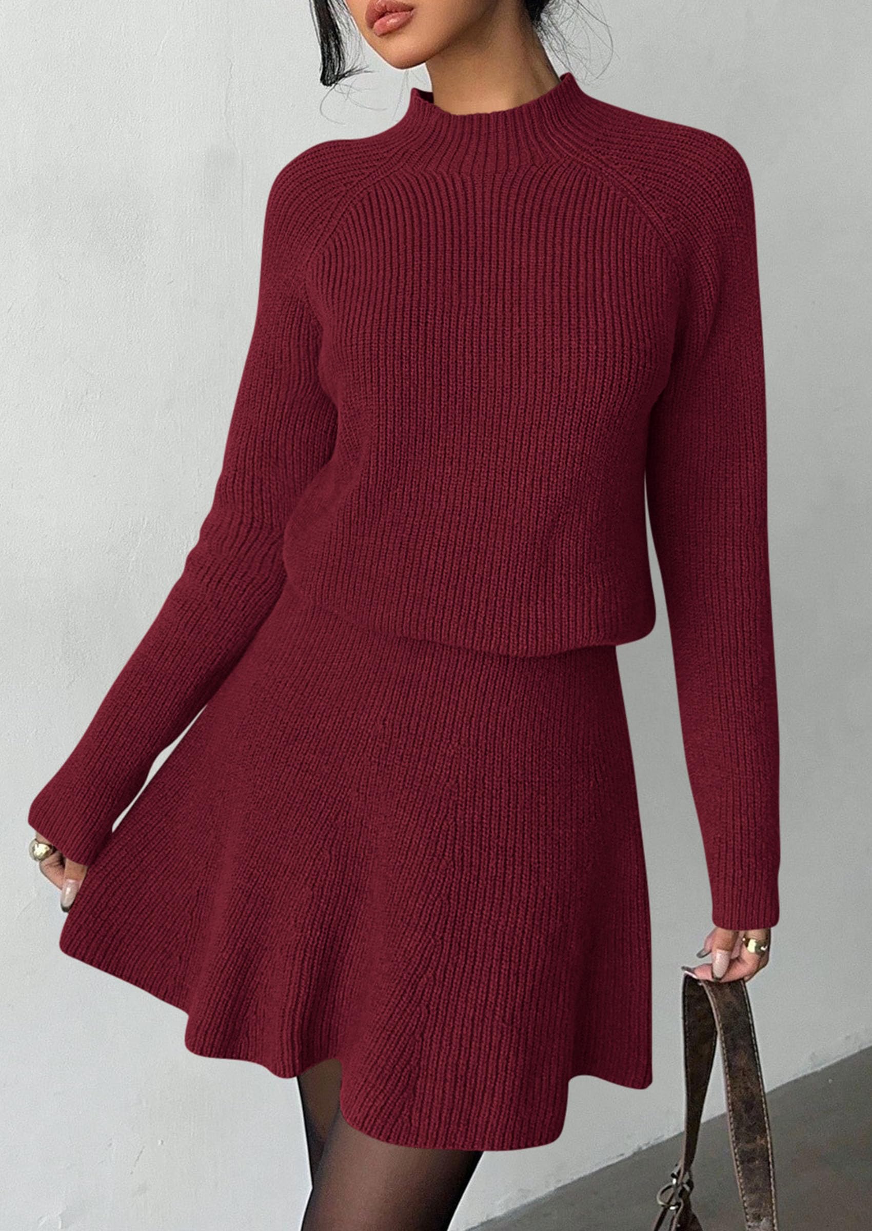 Women's Fall 2 Piece Outfits Matching Sweater Skirt Sets