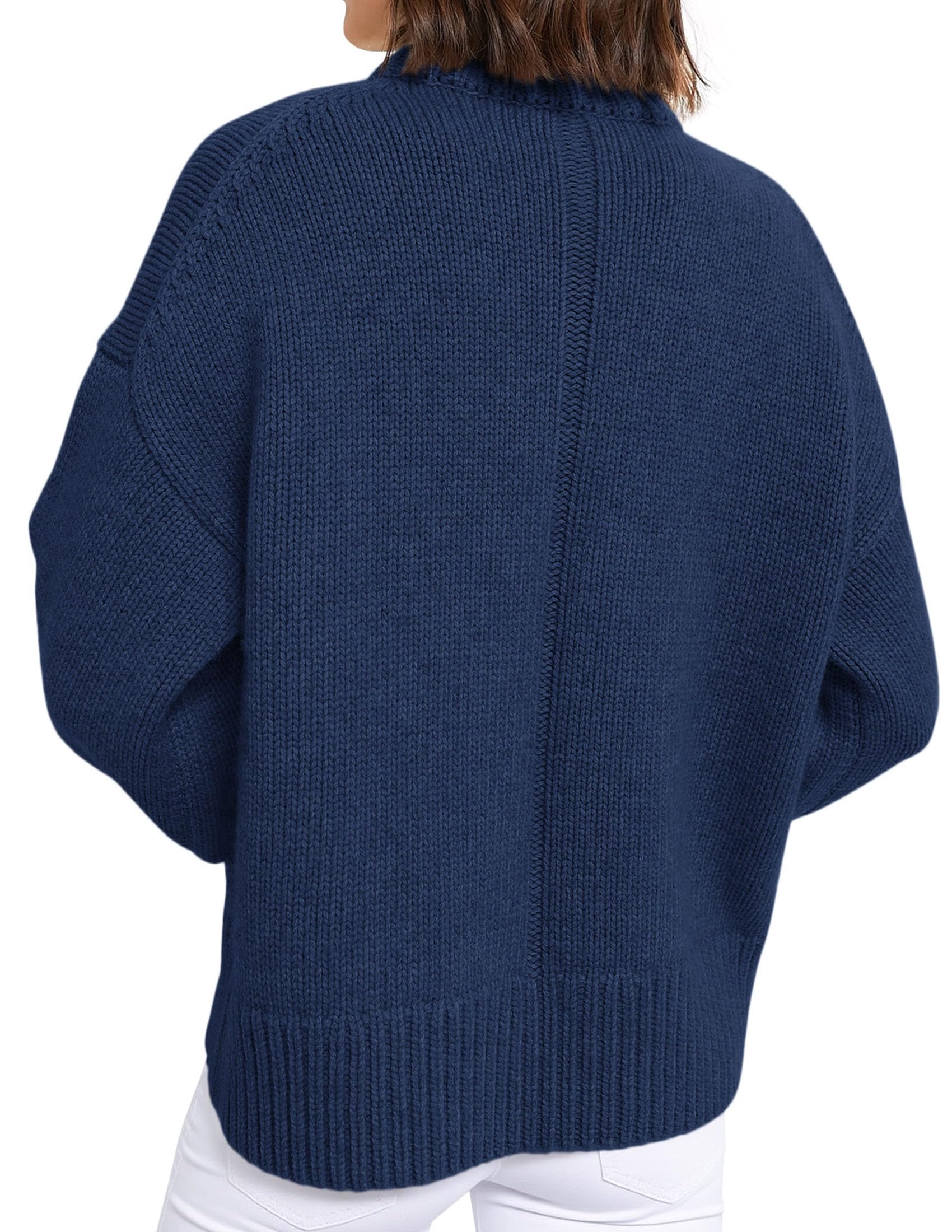 Casual Rollneck Sweater Womens Fall Fashion 2026 Dark Blue,S
