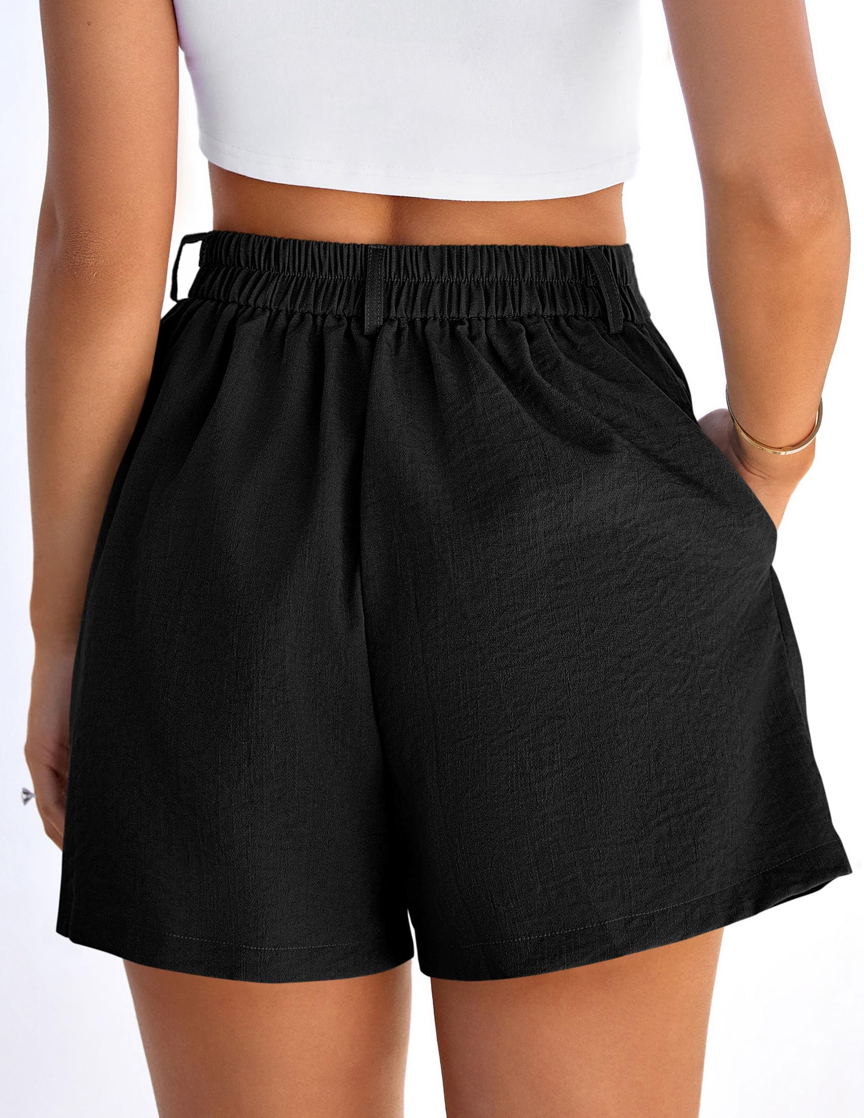 Womens Shorts Dressy Casual High Waisted Wide Leg Trousers,Black,S
