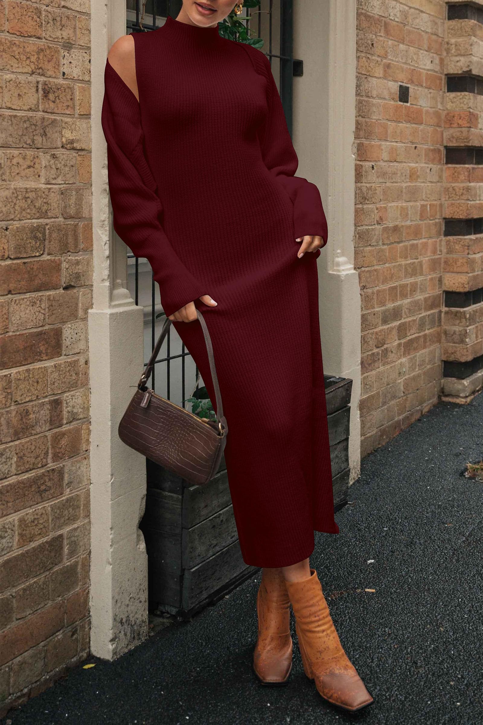 Womens 2 Piece Ribbed Knit Sweater Dress Set Date Night Outfit