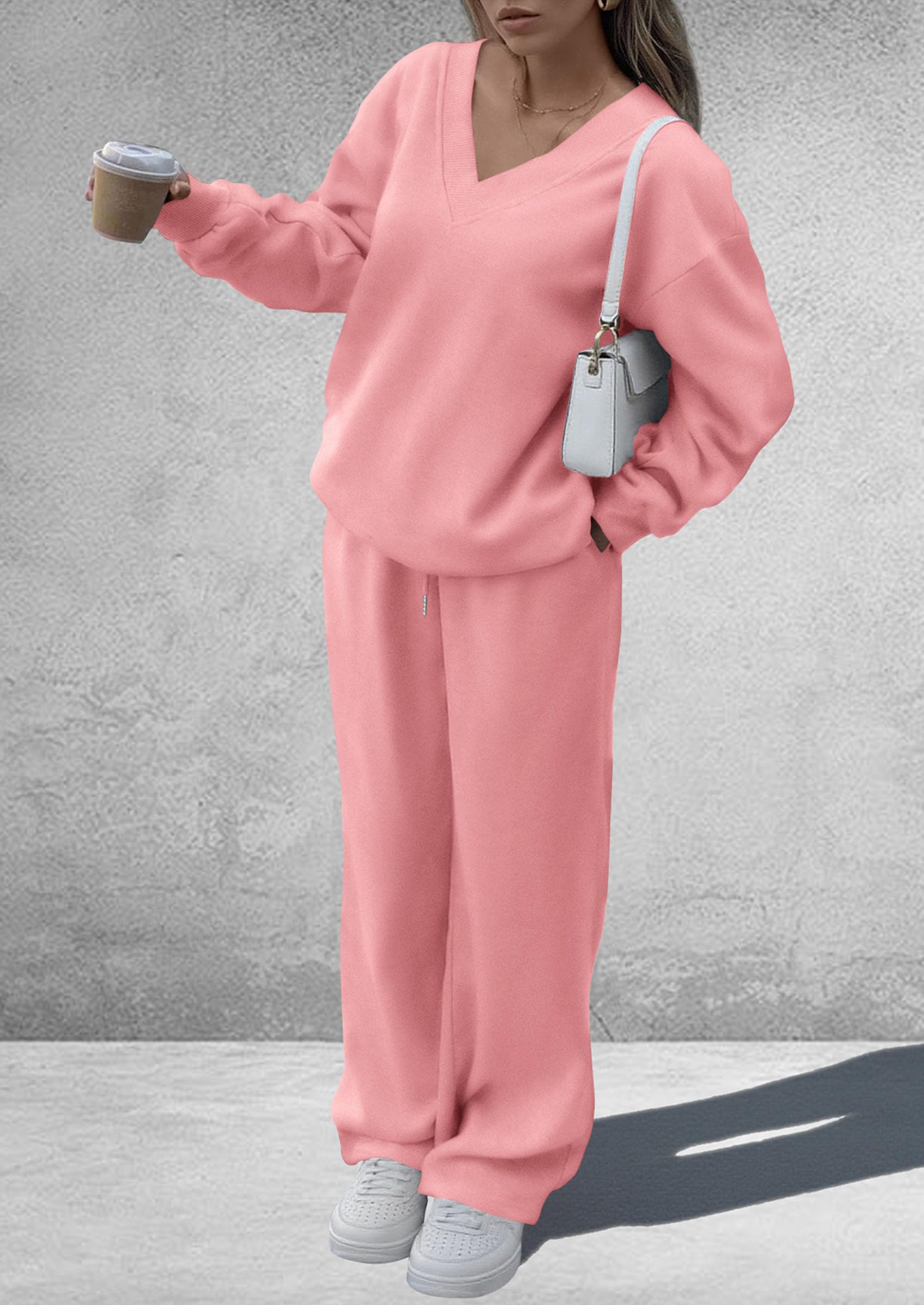 Womens 2 Piece Outfits Fall Sweatsuits,Pink,S