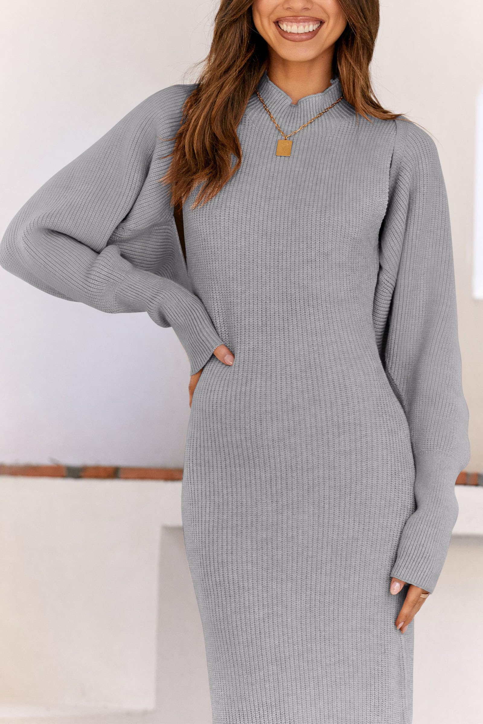 Womens 2 Piece Ribbed Knit Sweater Dress Set Date Night Outfit