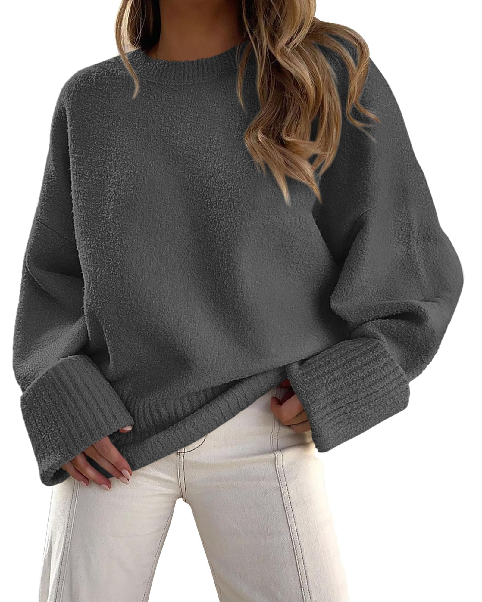 Women's Fall Fashion Cozy Oversized Sweaters(Dark Grey,XS)