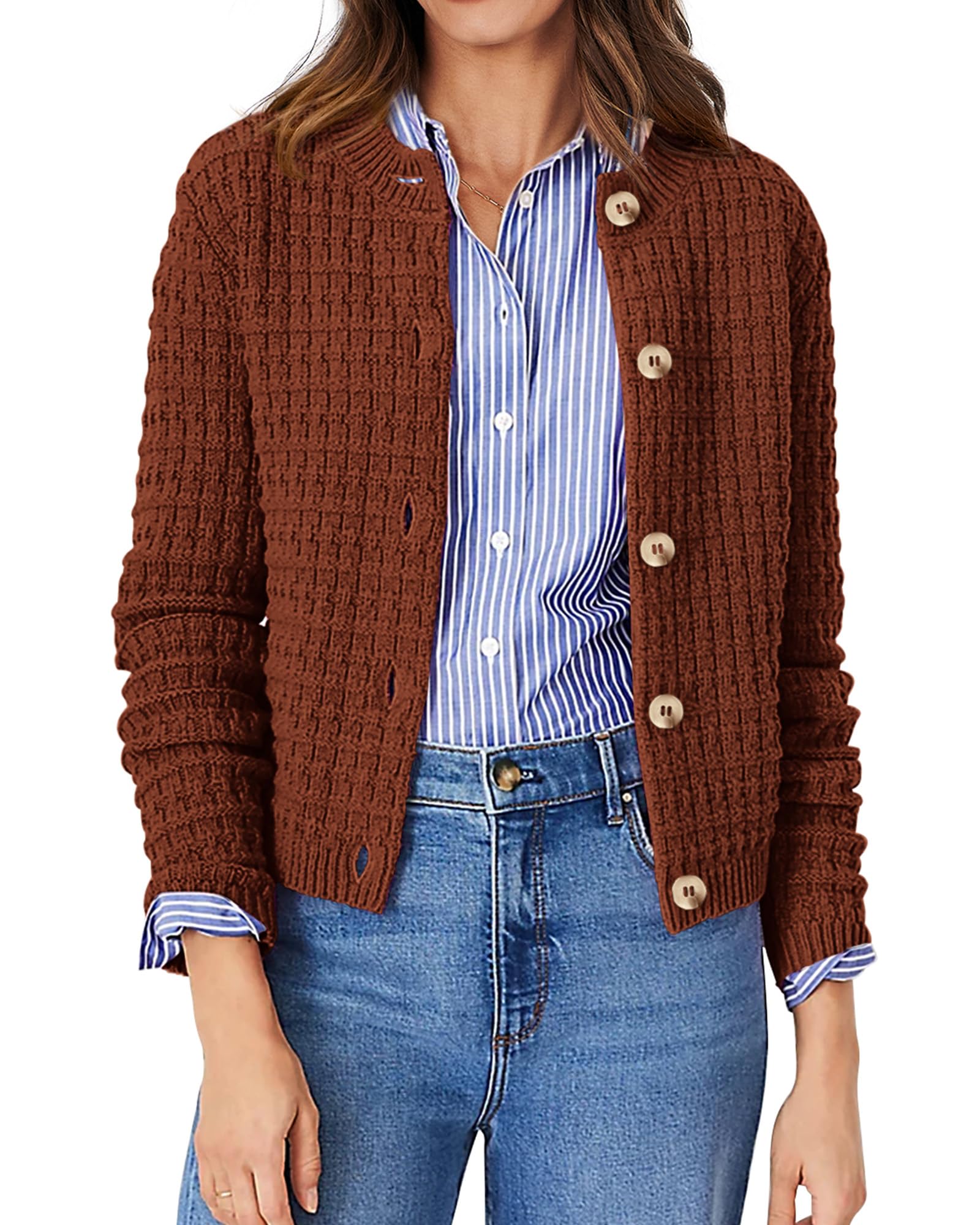 Women's Fall Lightweight Cardigan Sweaters Caramel