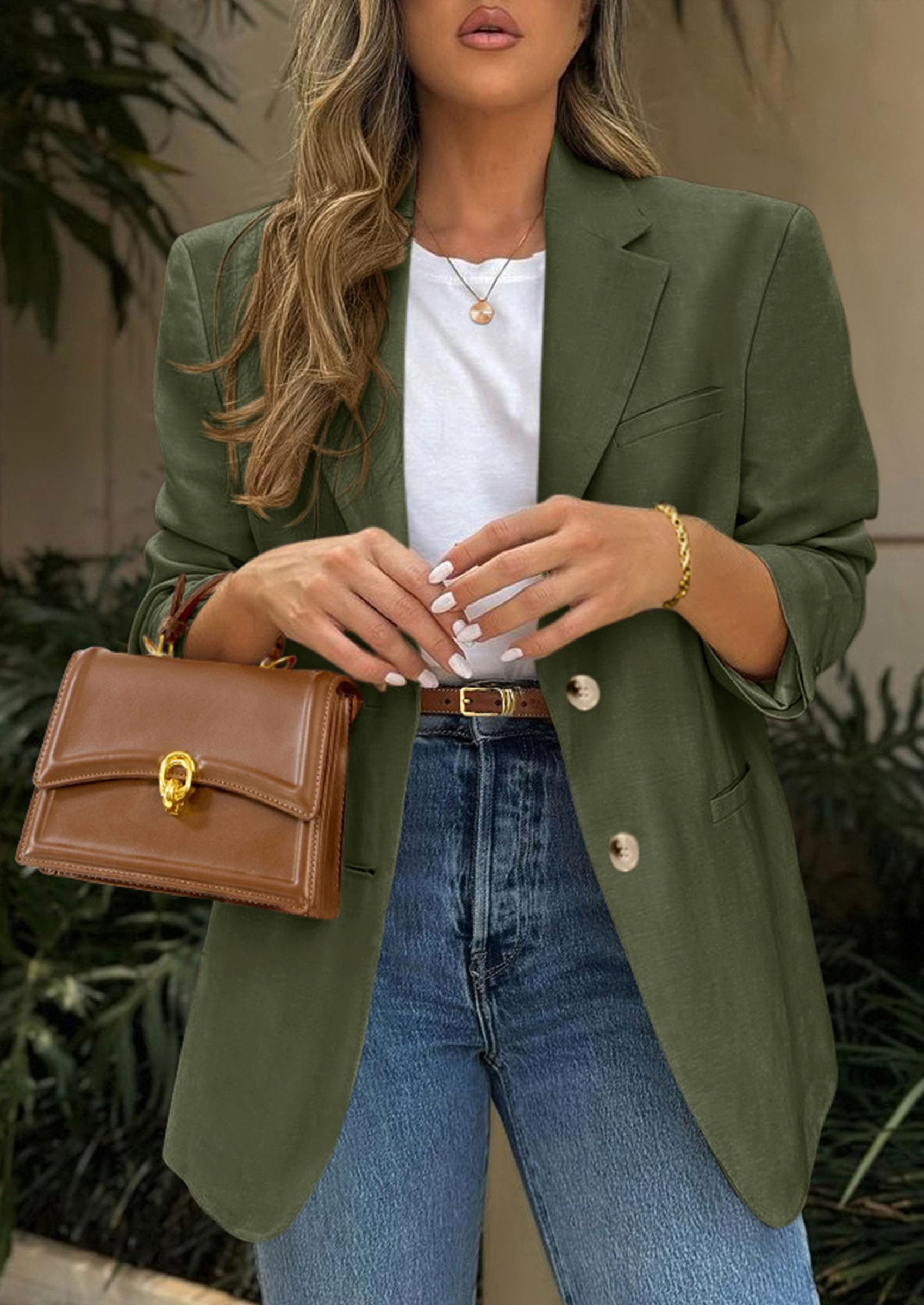 2026 Blazers for Women Business Casual,Army Green,XS