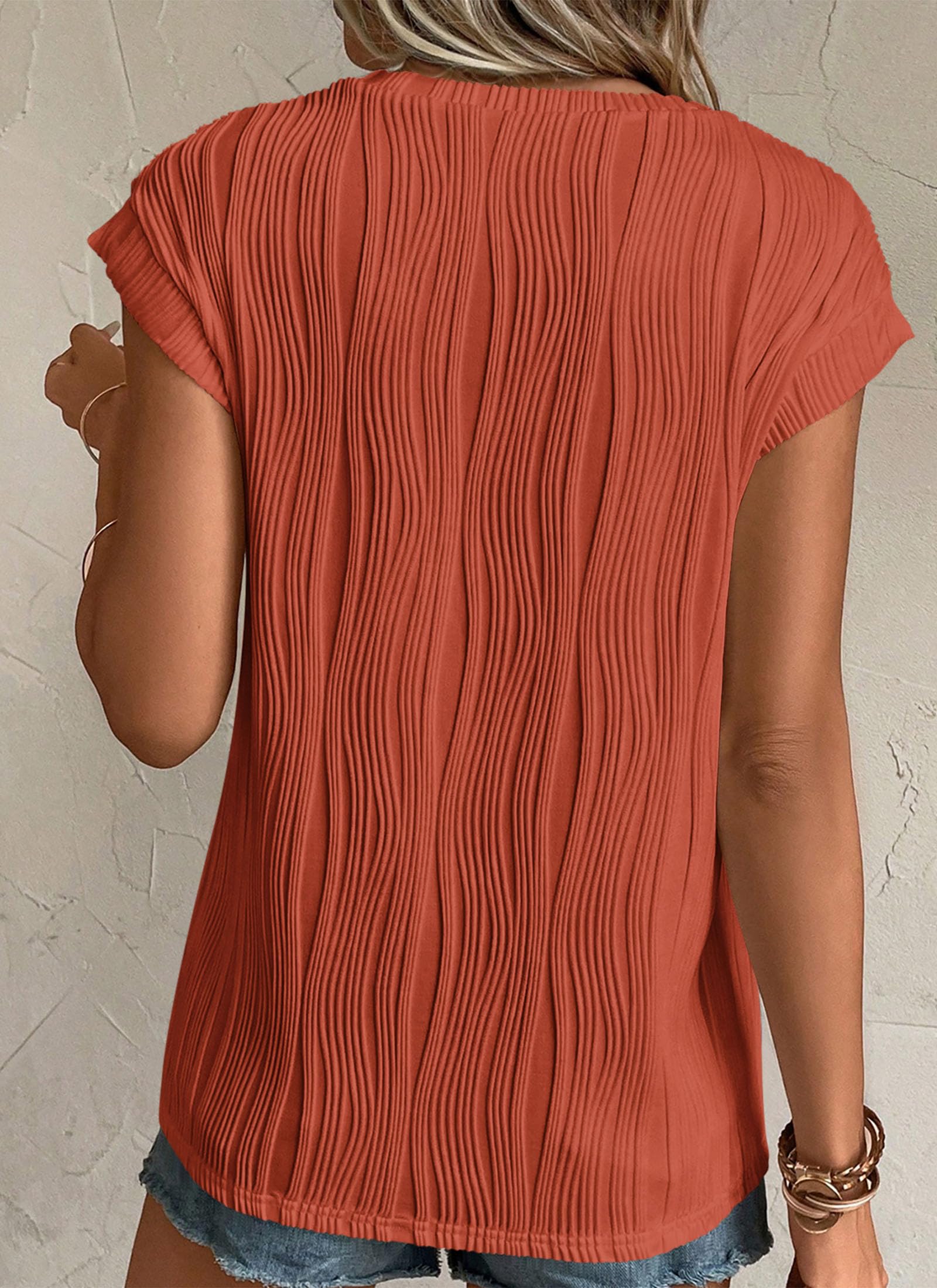Blouses for Women Dressy Casual Summer Tops, Brick Red,S