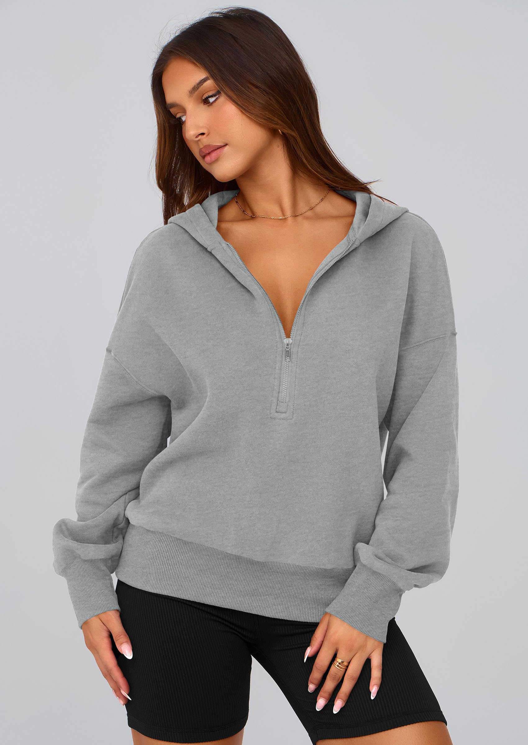 Women's Fall Half Zip Cropped Hoodie Sweatshirt