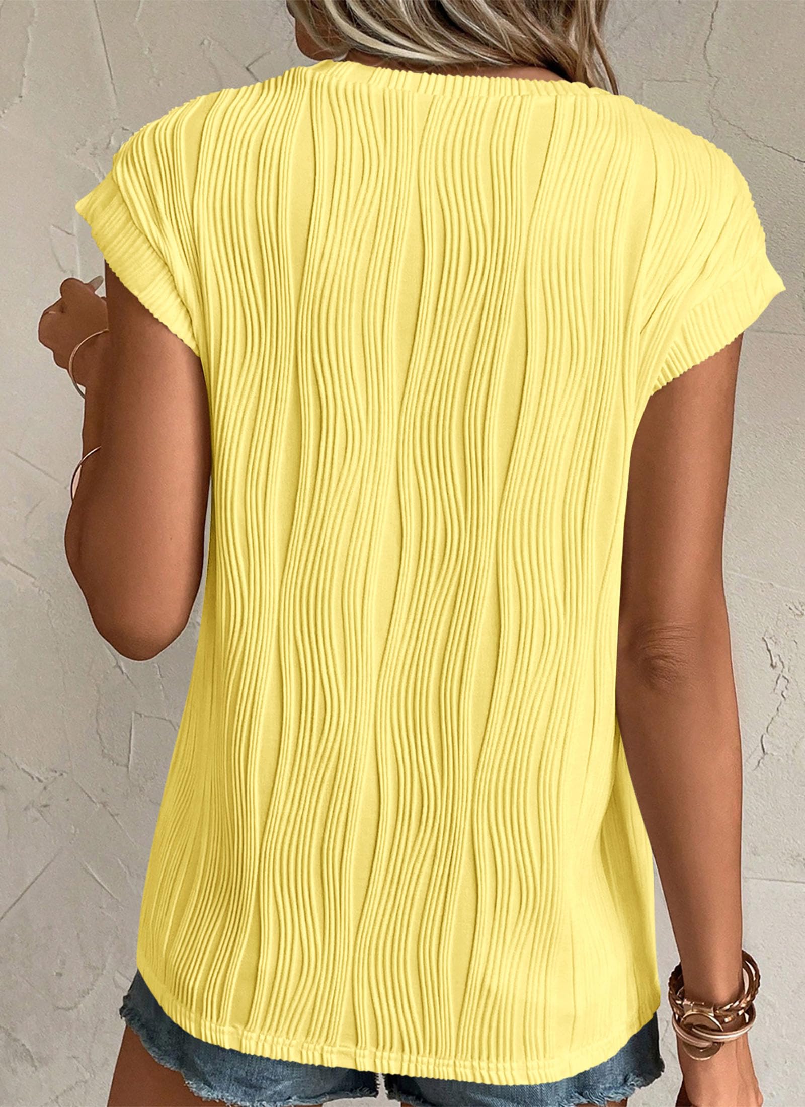 Blouses for Women Dressy Casual Summer Tops, Tender Yellow,L
