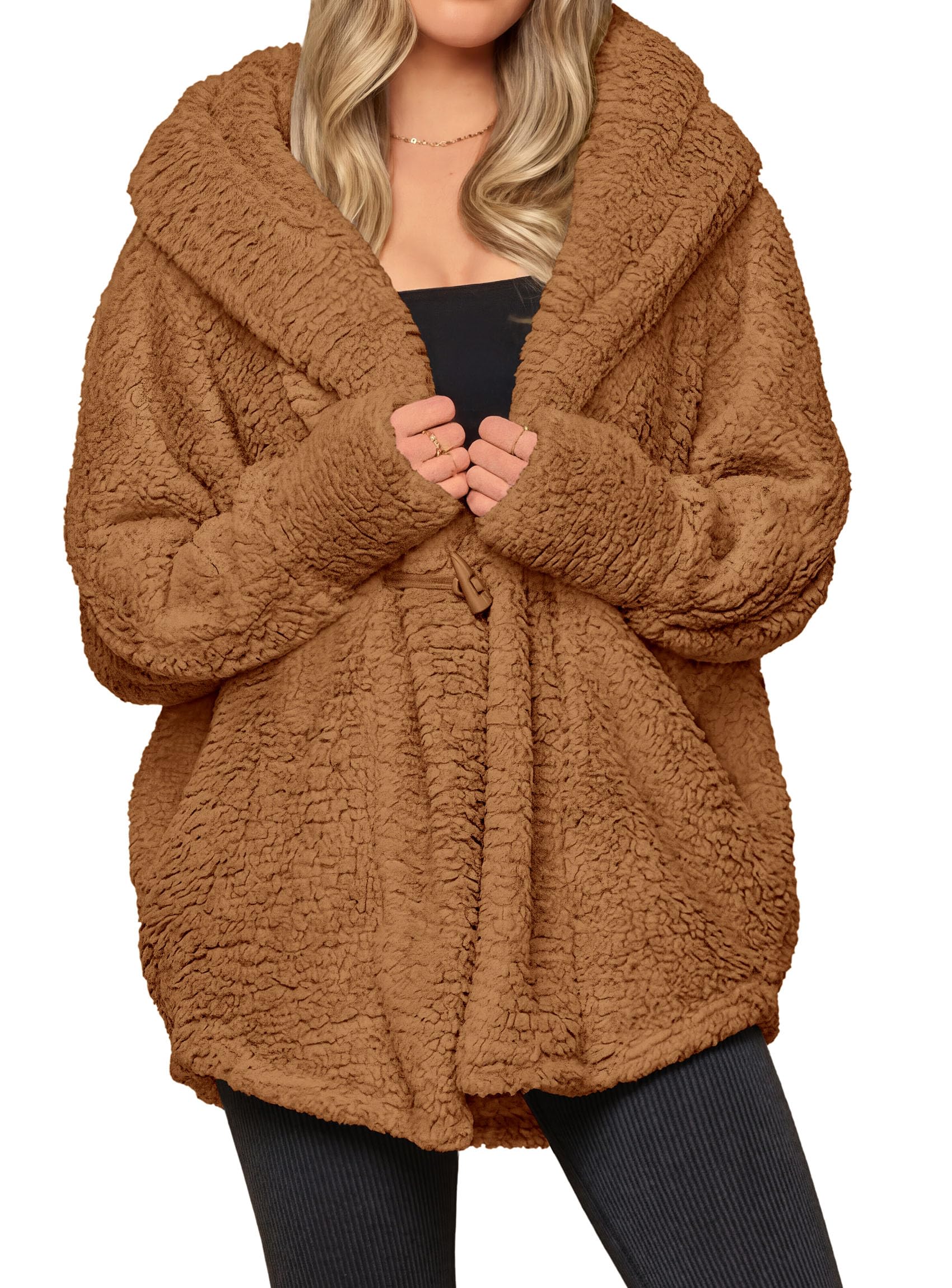 Women's Winter Warm Coats Hooded Faux Fur Sherpa Jacket