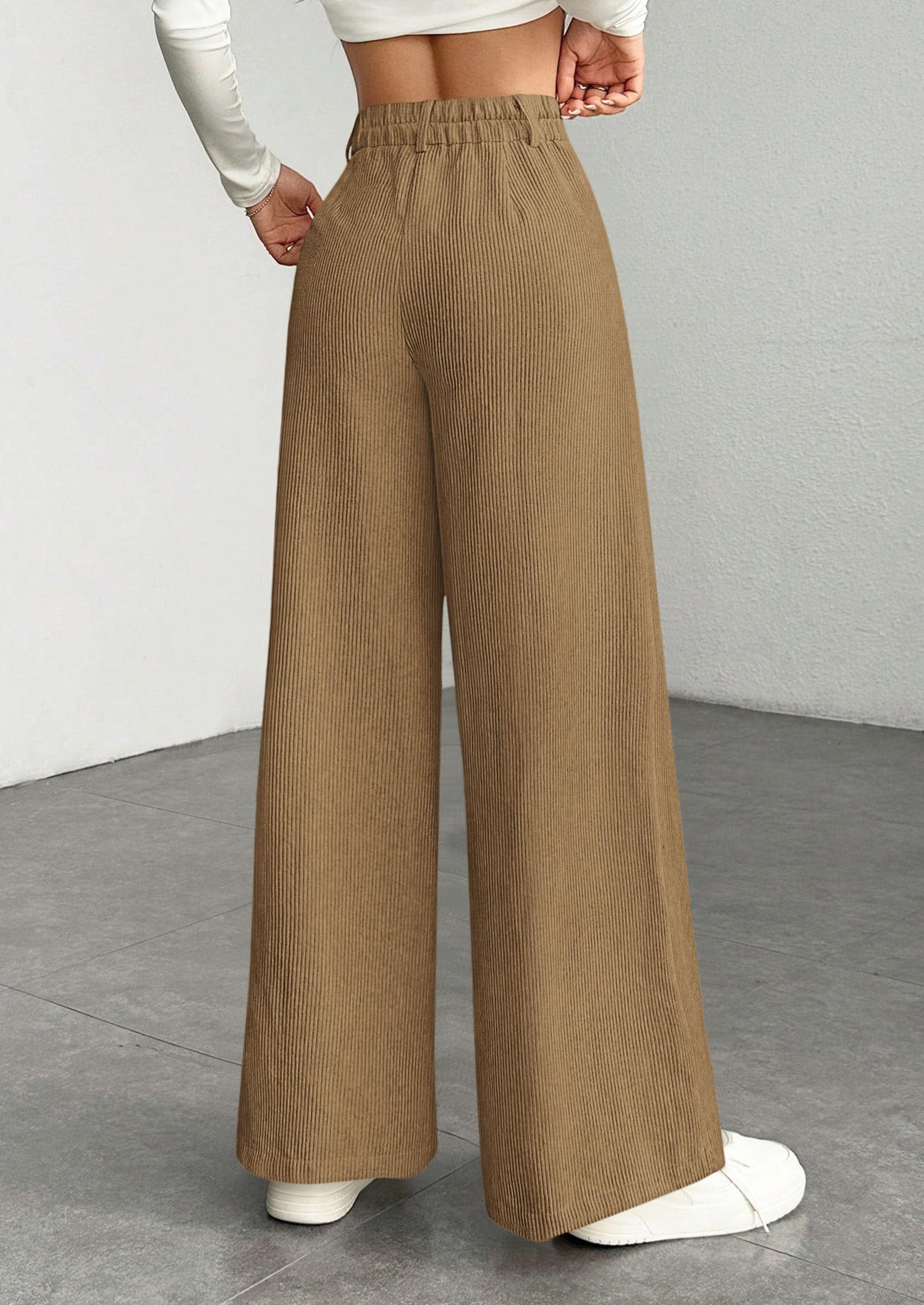 Women's High Waisted Corduroy Pants Casual,Khaki,S