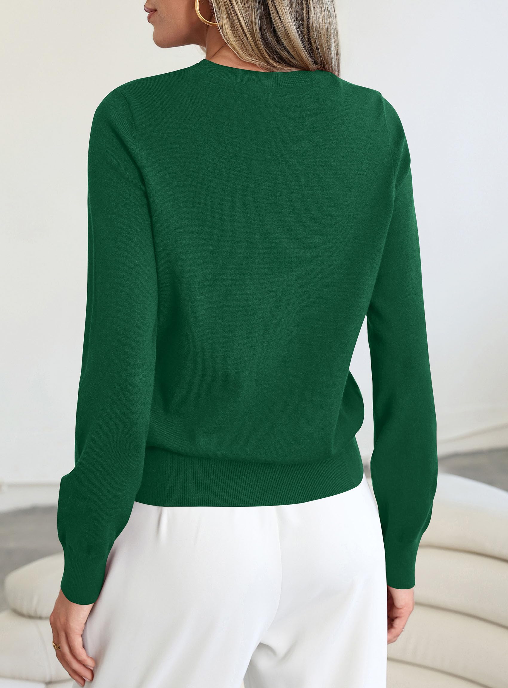 Womens Fall Basic Long Sleeve Sweater,Dark Green,XS