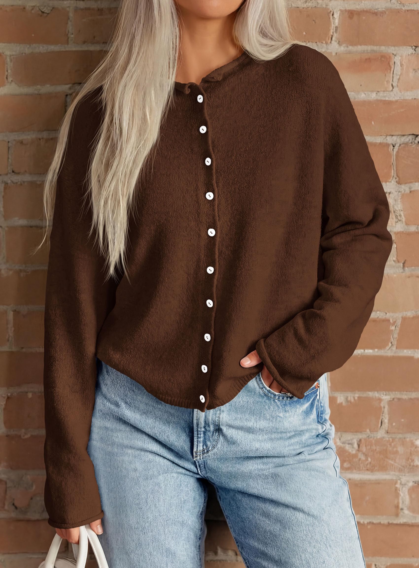 Button Up Cardigan for Women Knit Oversized Fall Sweaters