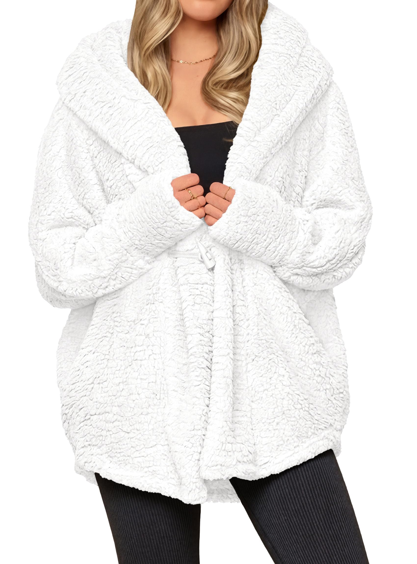 Women's Winter Warm Coats Hooded Faux Fur Sherpa Jacket