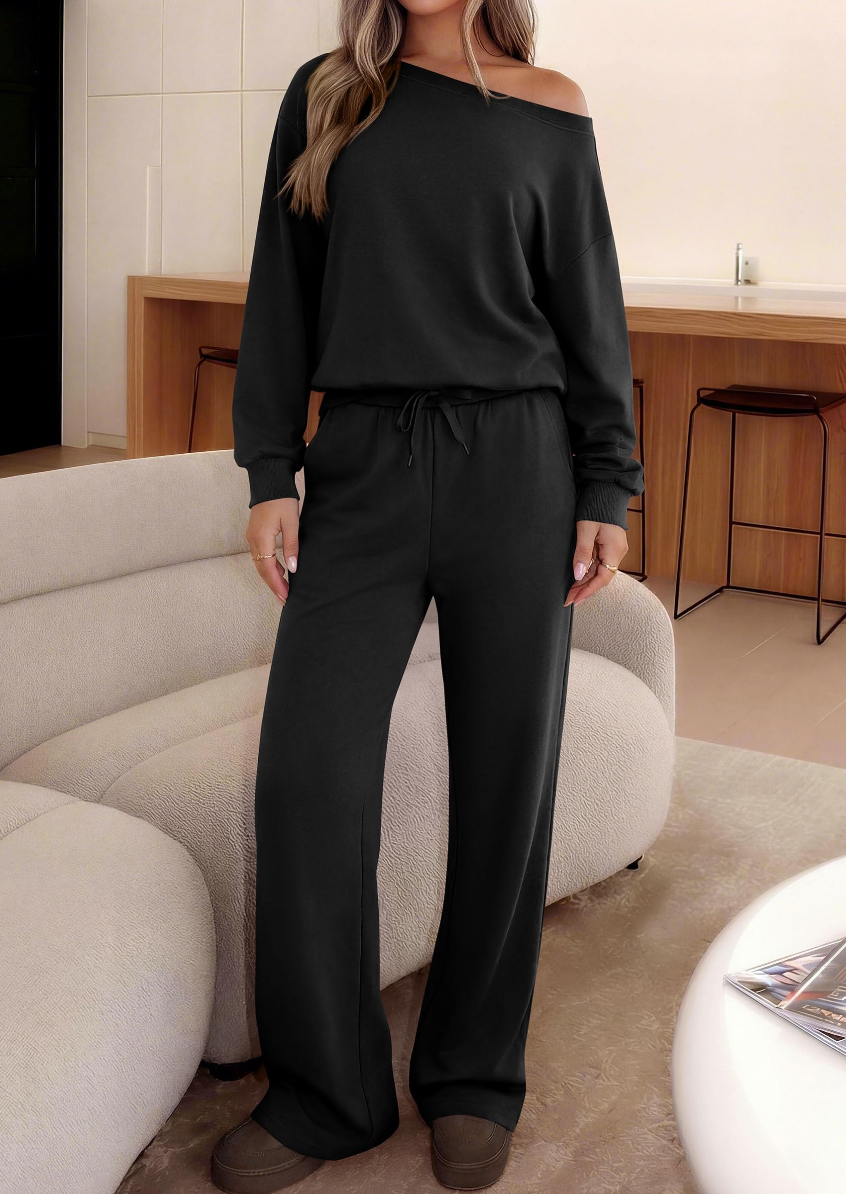 2 Piece Sets for Women Off the Shoulder Matching Lounge Set