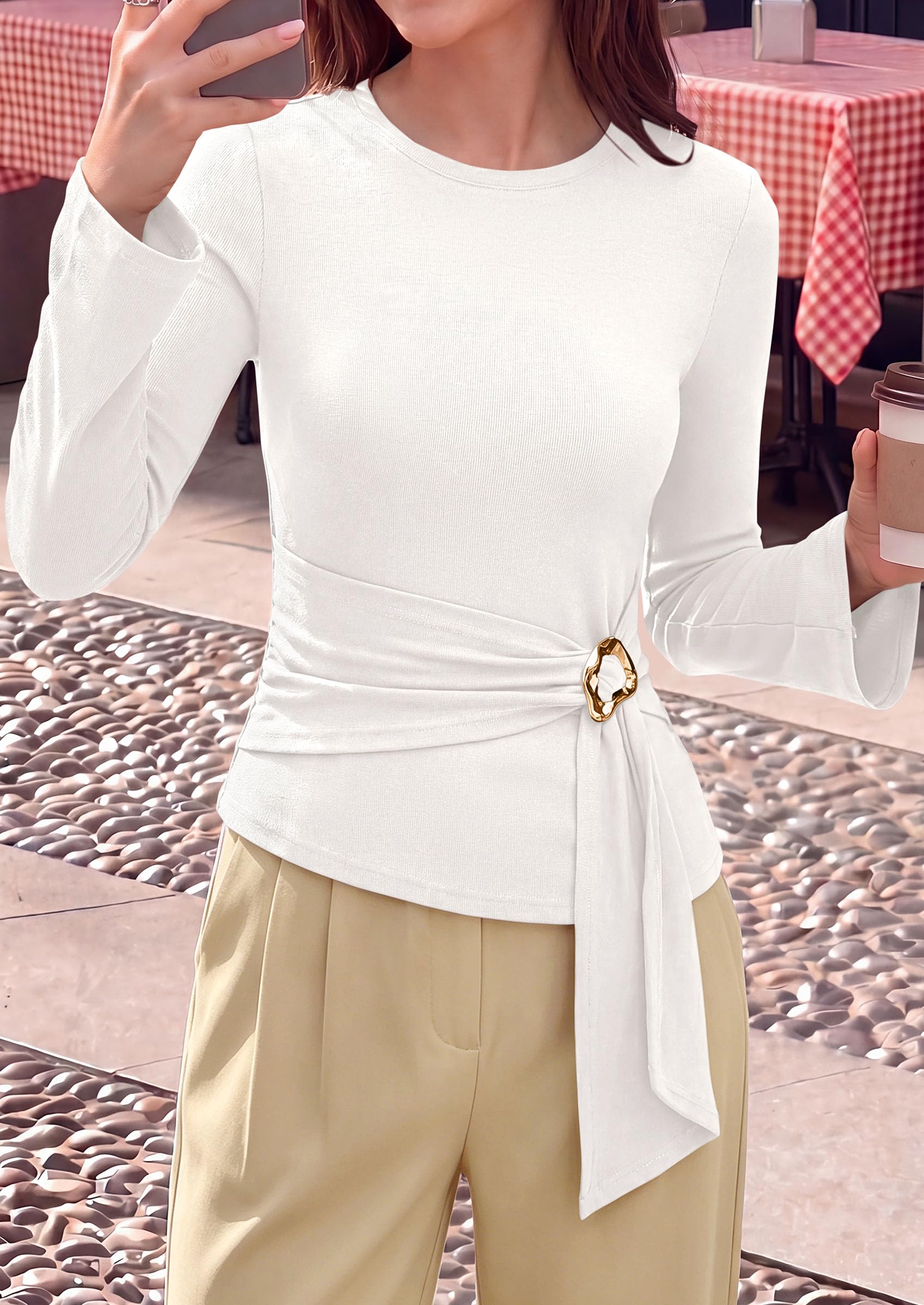 Asymmetrical Tops for Women Fall Business Casual Peplum Top