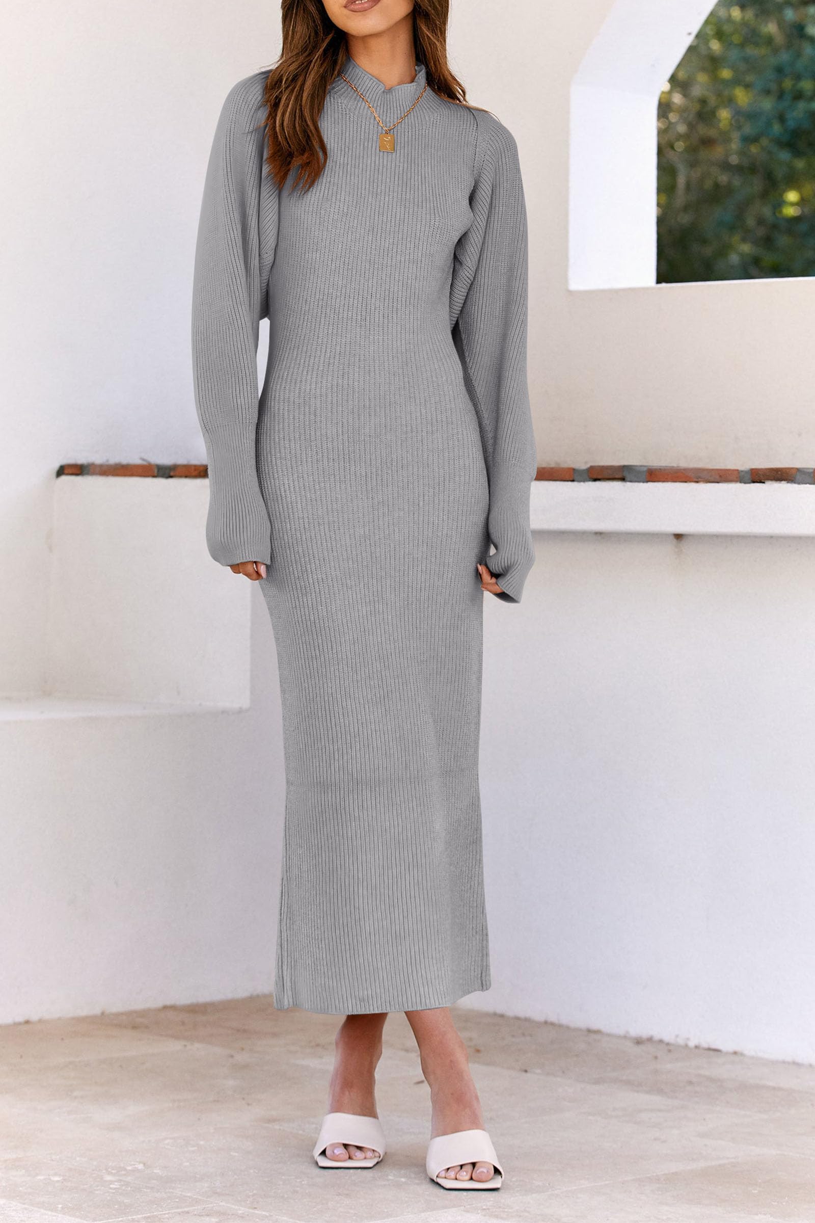 Womens 2 Piece Ribbed Knit Sweater Dress Set Date Night Outfit