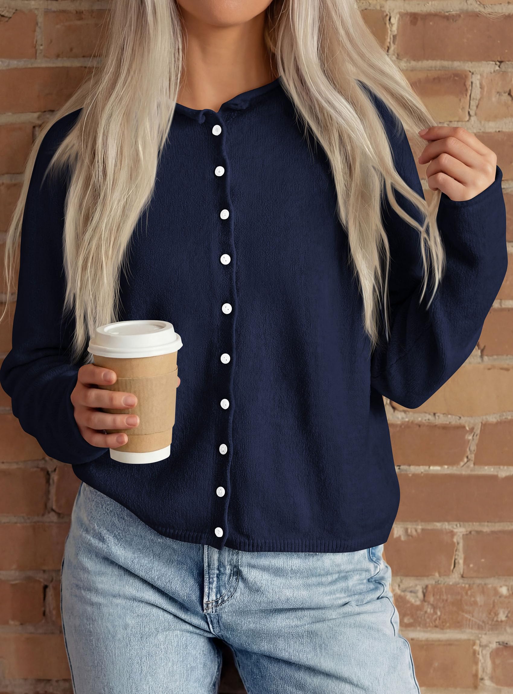 Button Up Cardigan for Women Knit Oversized Fall Sweaters