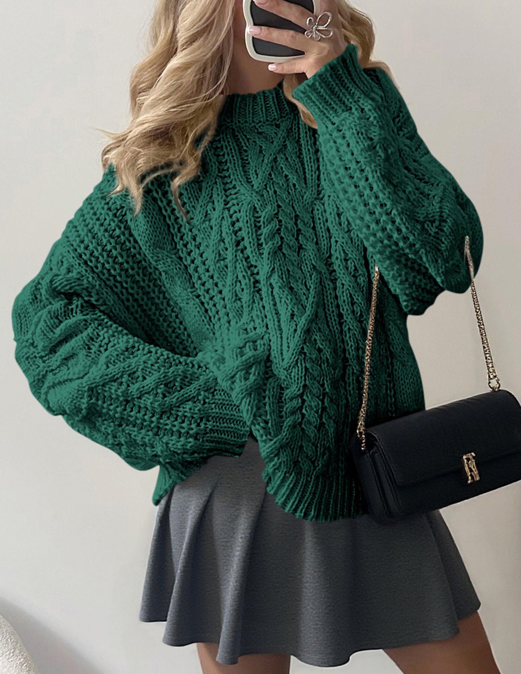 Womens Oversized Fall Sweaters Chunky Cable Knit Pullover Tops