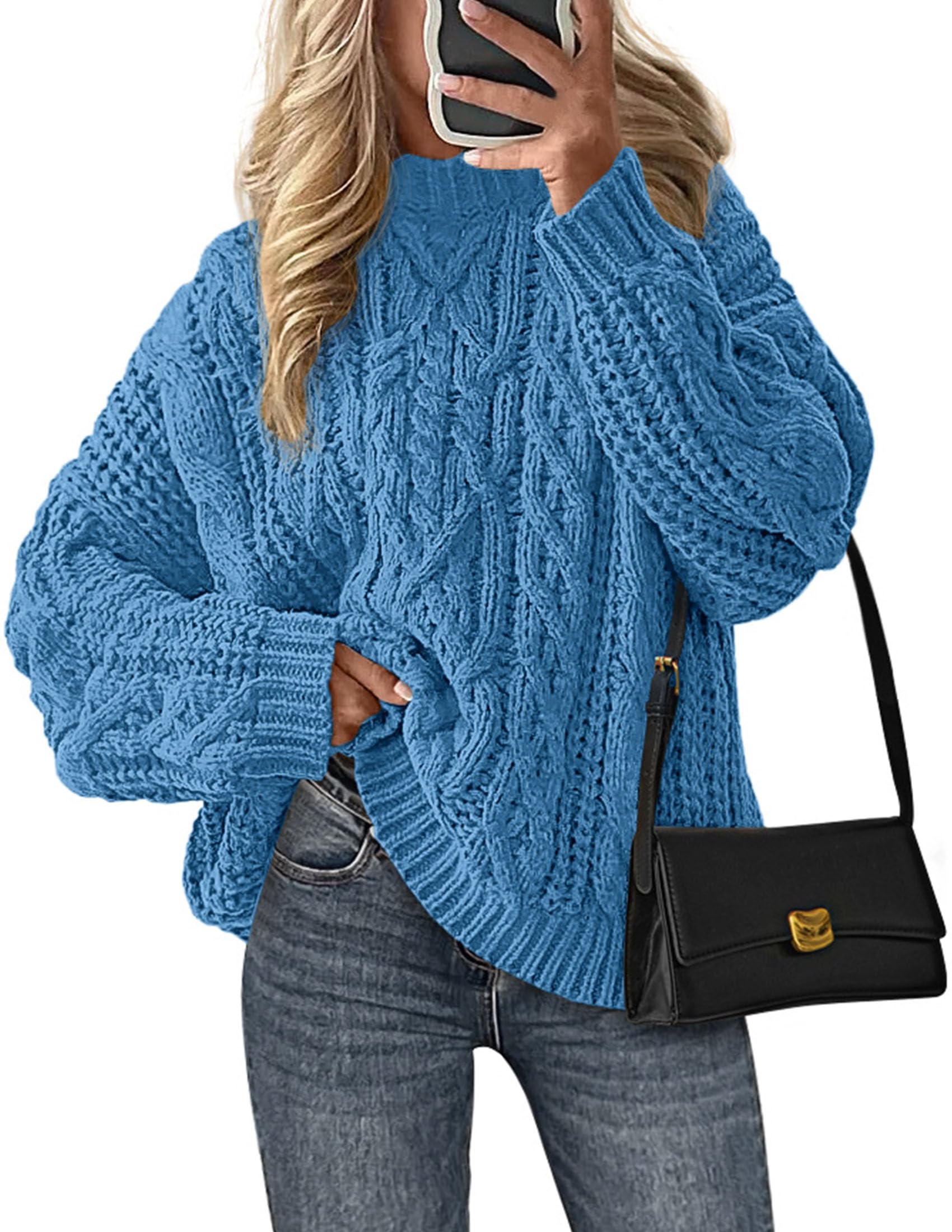 Womens Oversized Fall Sweaters Chunky Cable Knit Pullover Tops