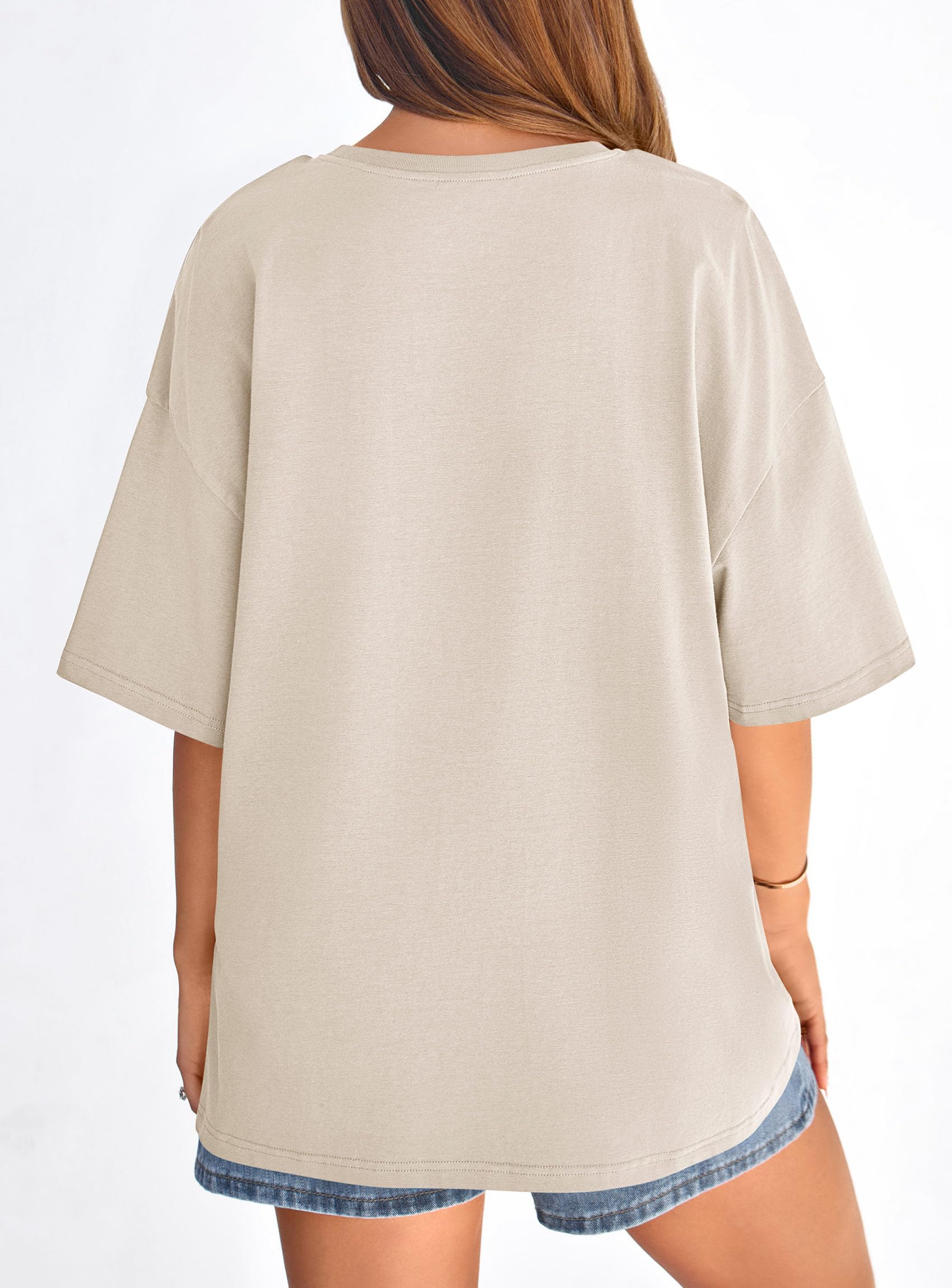 Women's Oversized Tshirts Going Out Tops (Beige,S)