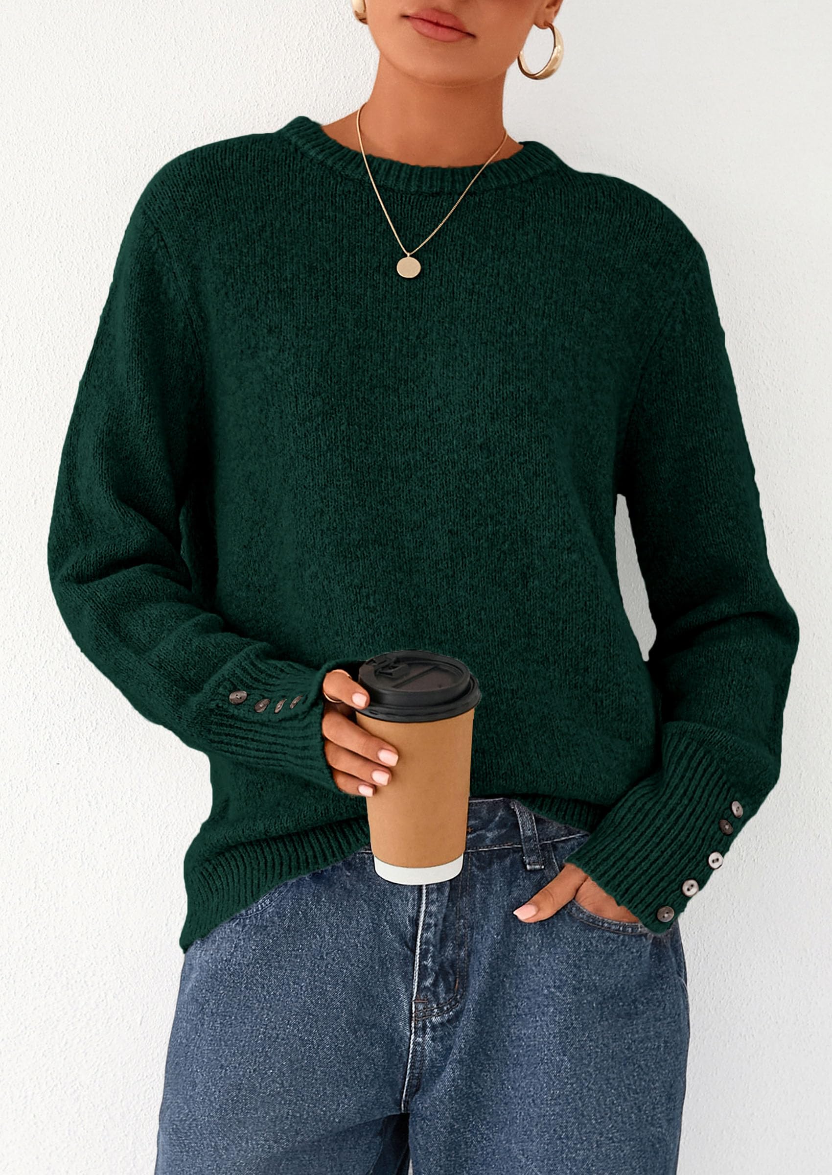 Fall Sweaters for Women Cozy Casual Pullover Ribbed Knit Tops