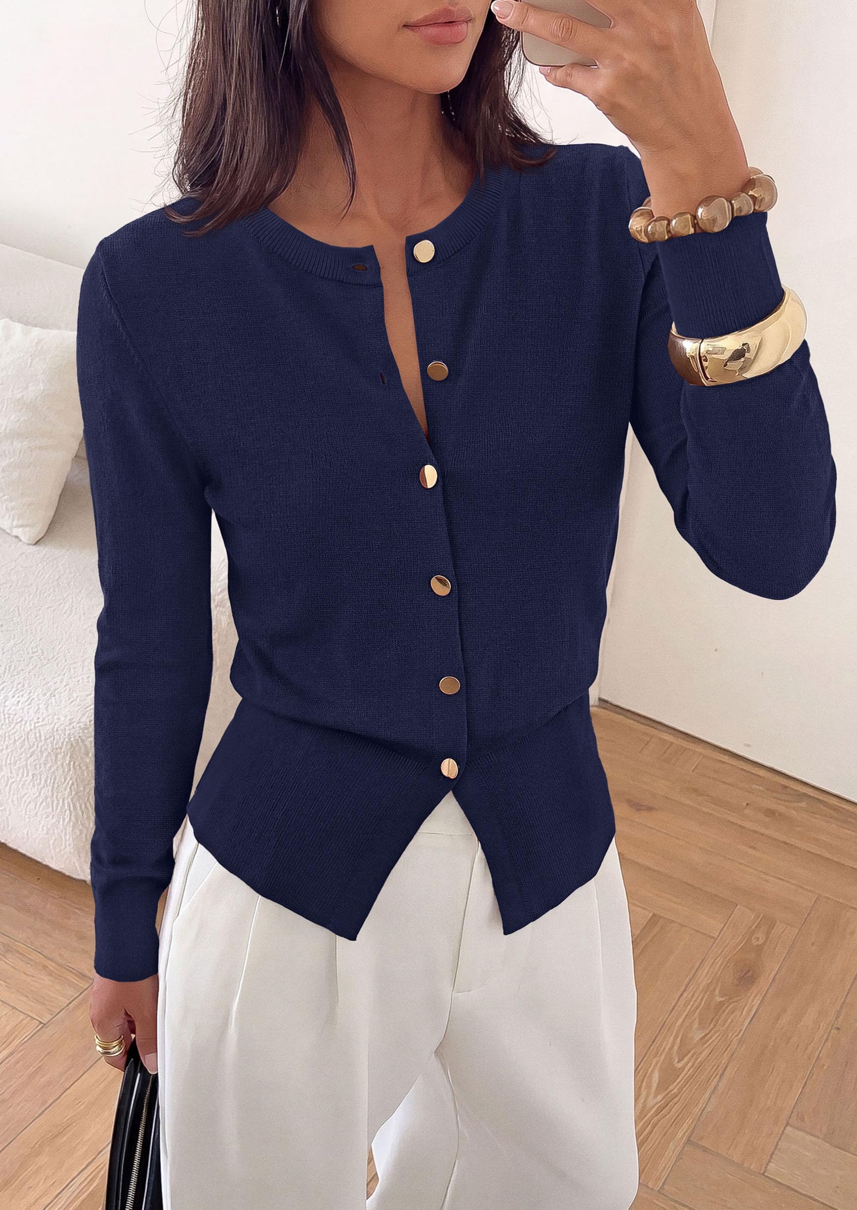 Womens Fall Fashion Knit Cardigan Sweaters Cinched Waist Tops