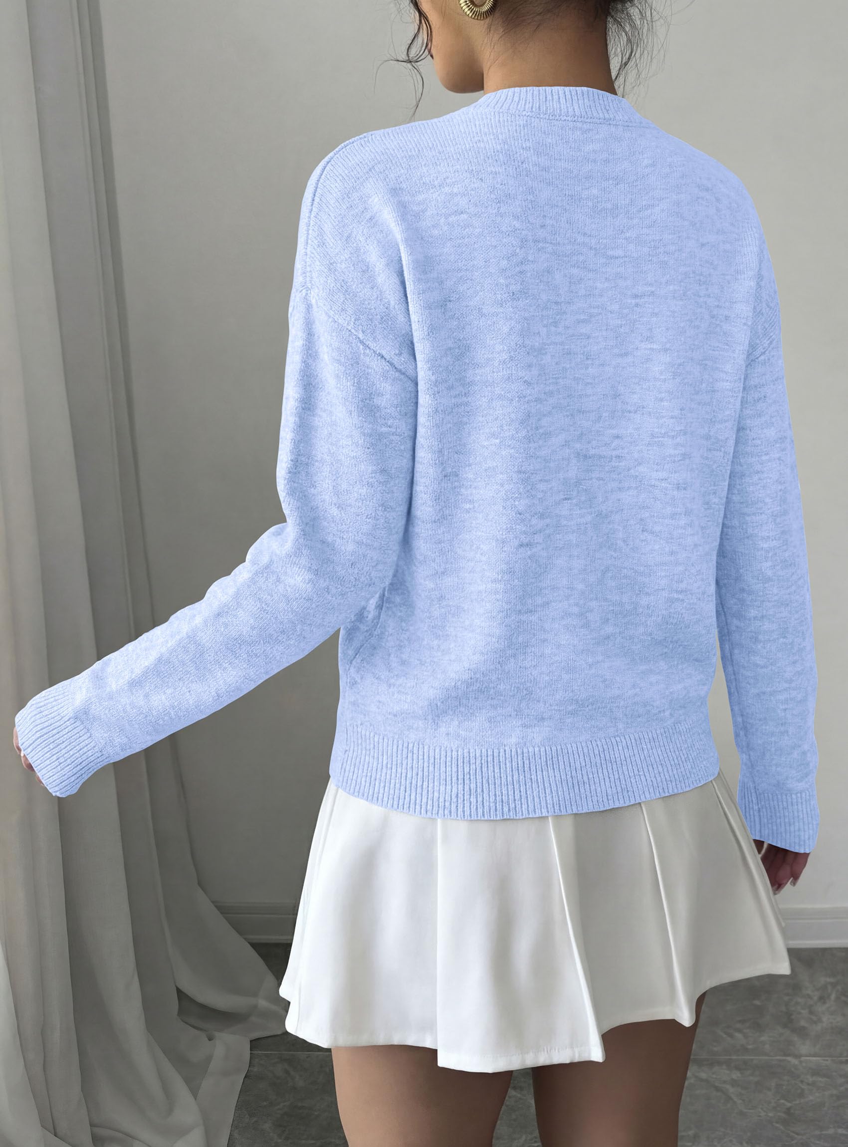 Sweaters for Women Fall Fashion Embroidered Floral Knit Tops