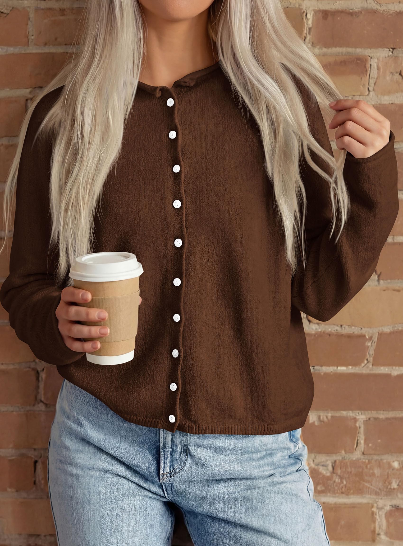 Button Up Cardigan for Women Knit Oversized Fall Sweaters