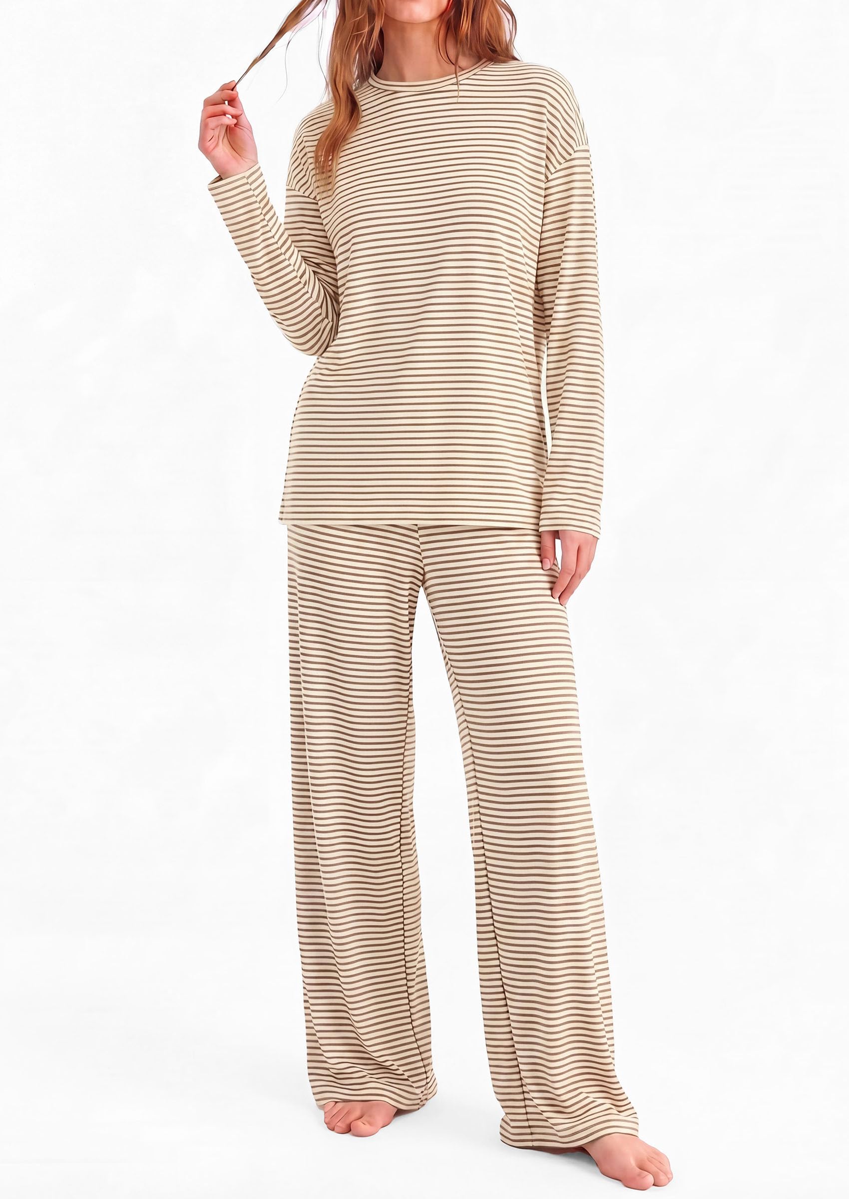 Lounge Sets for Women Fall Striped Matching Comfy Pajama Sets