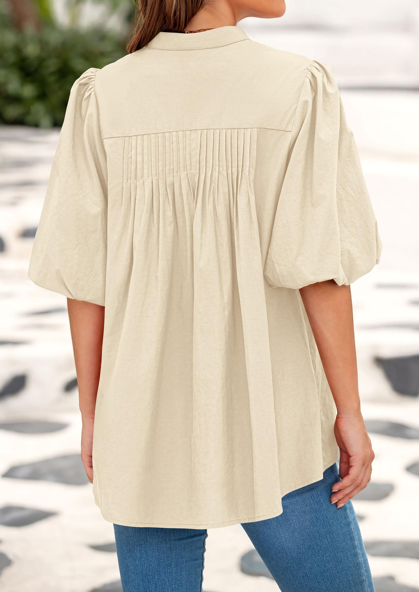 Short Sleeve Henley Shirts for Women,Apricot,S