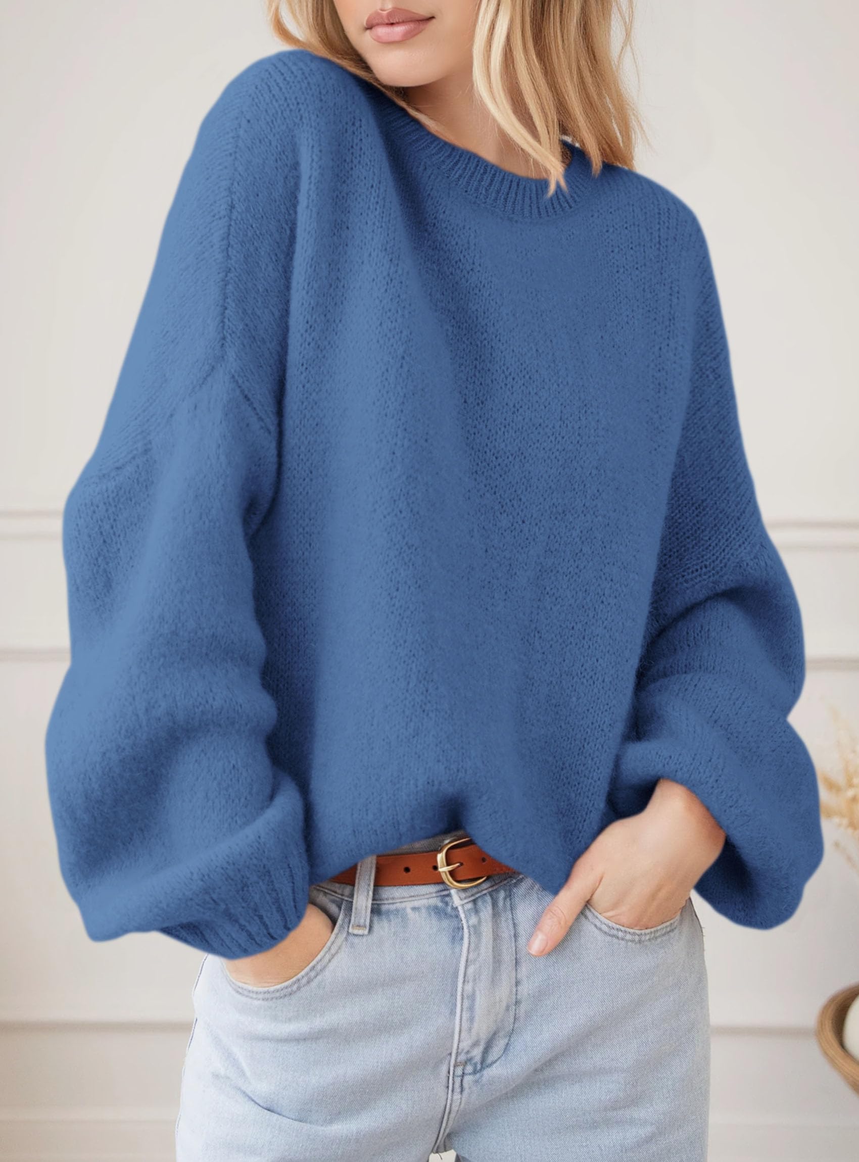 Women's Fall Oversized Holiday Sweaters (Blue,S)