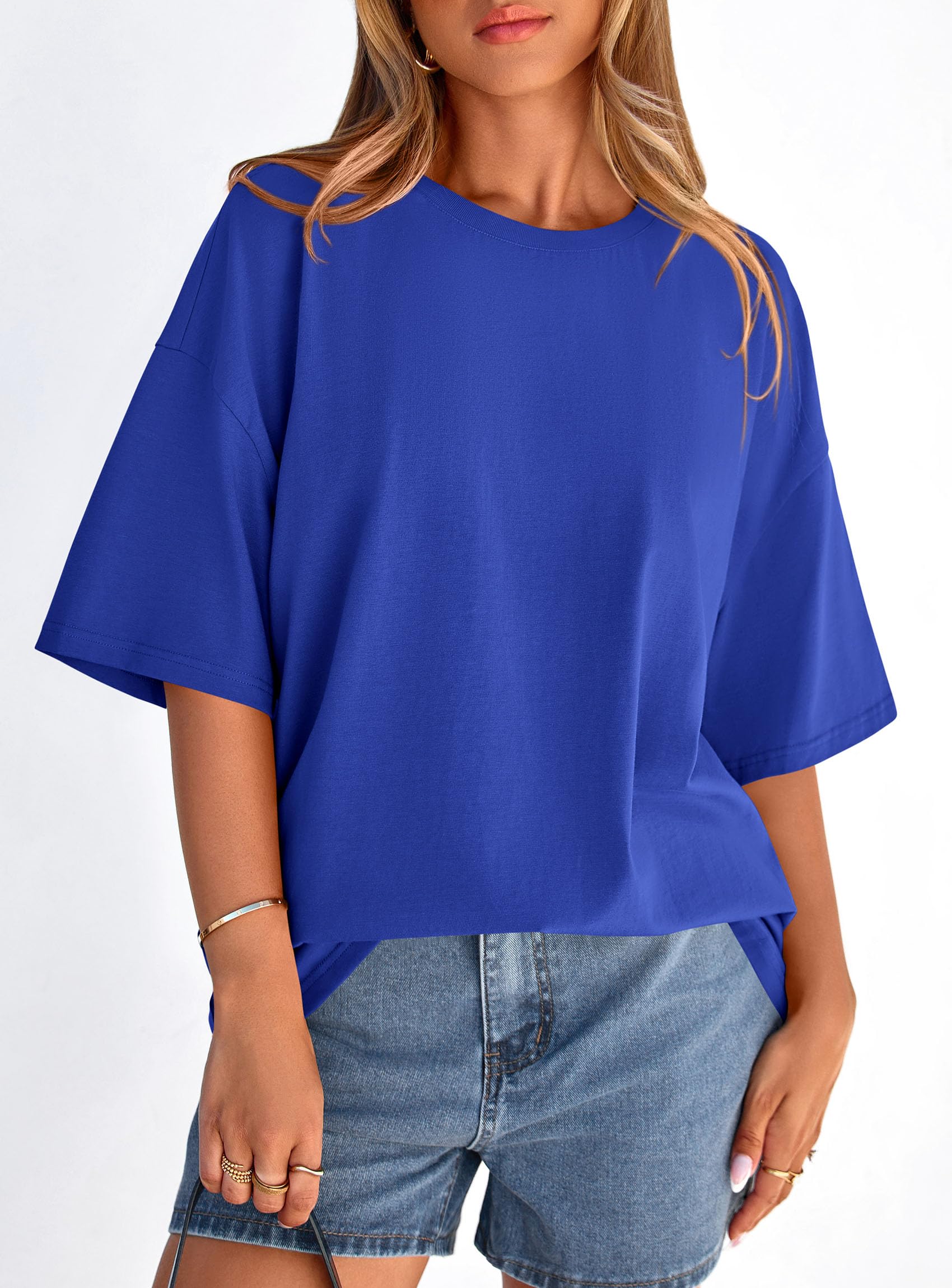Women's Oversized Tshirts Going Out Tops (Royal Blue,S)