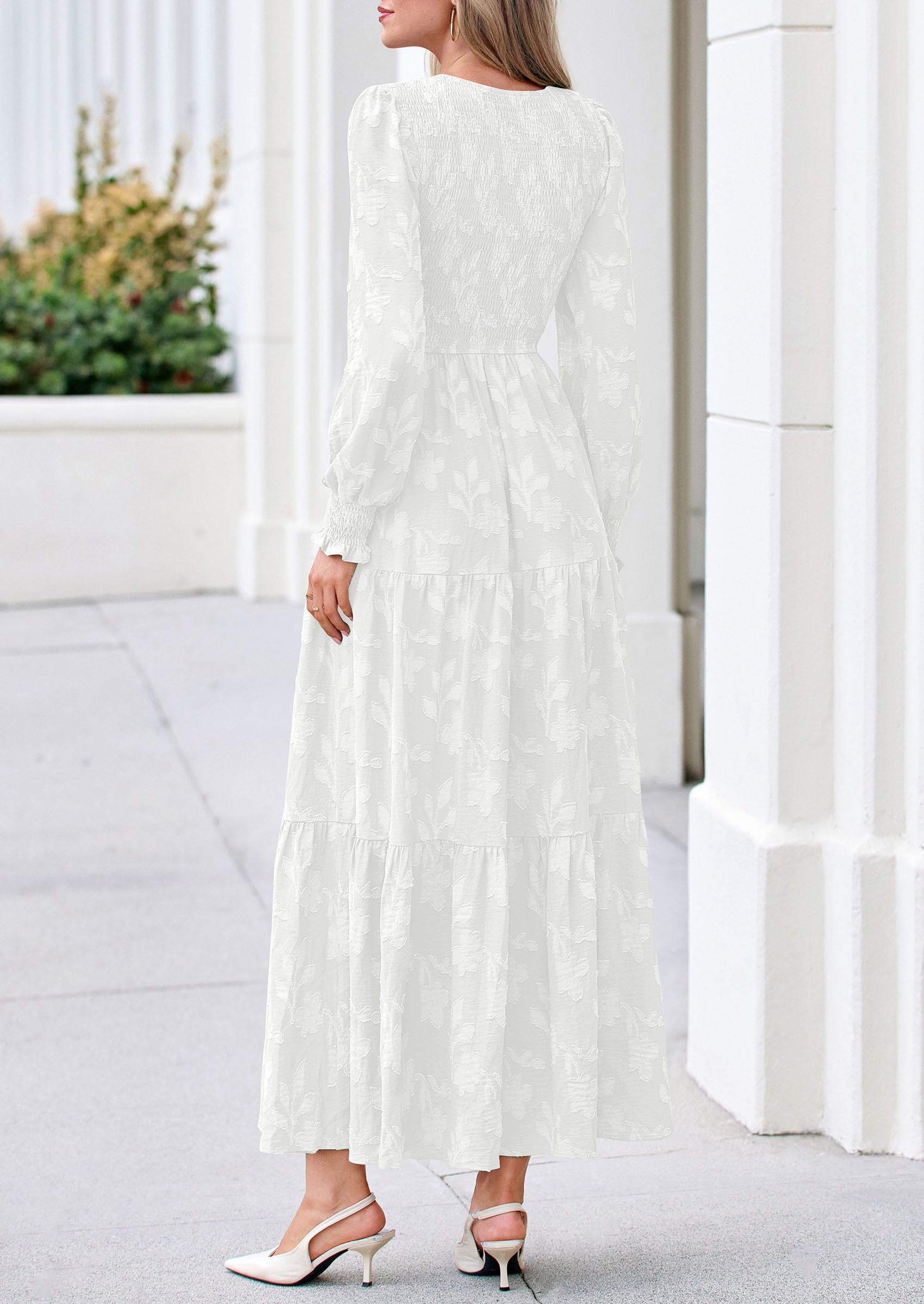 Fall Floral Long Sleeve Wedding Guest Dress for Women Pockets