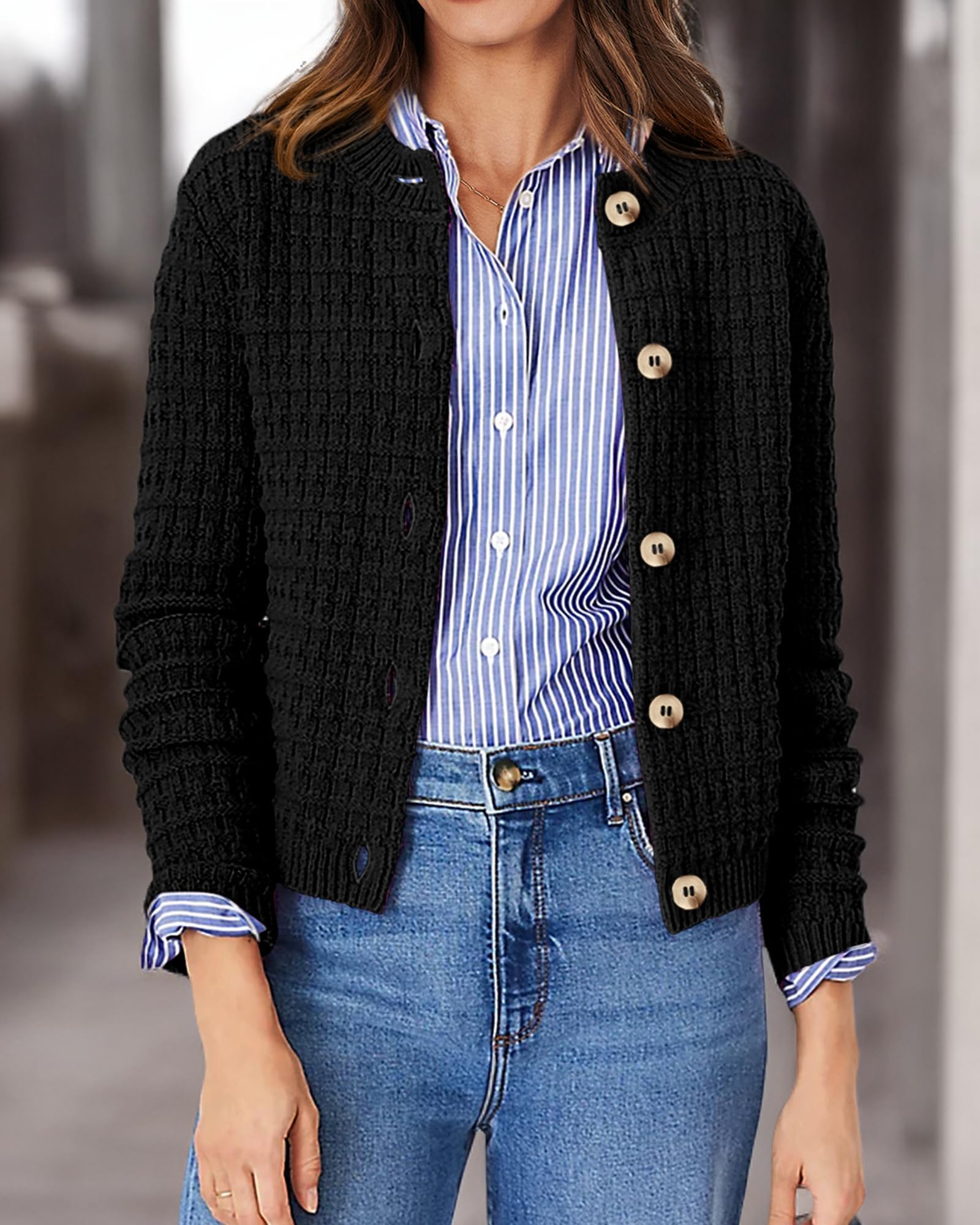 Women's Fall Lightweight Cardigan Sweaters Black