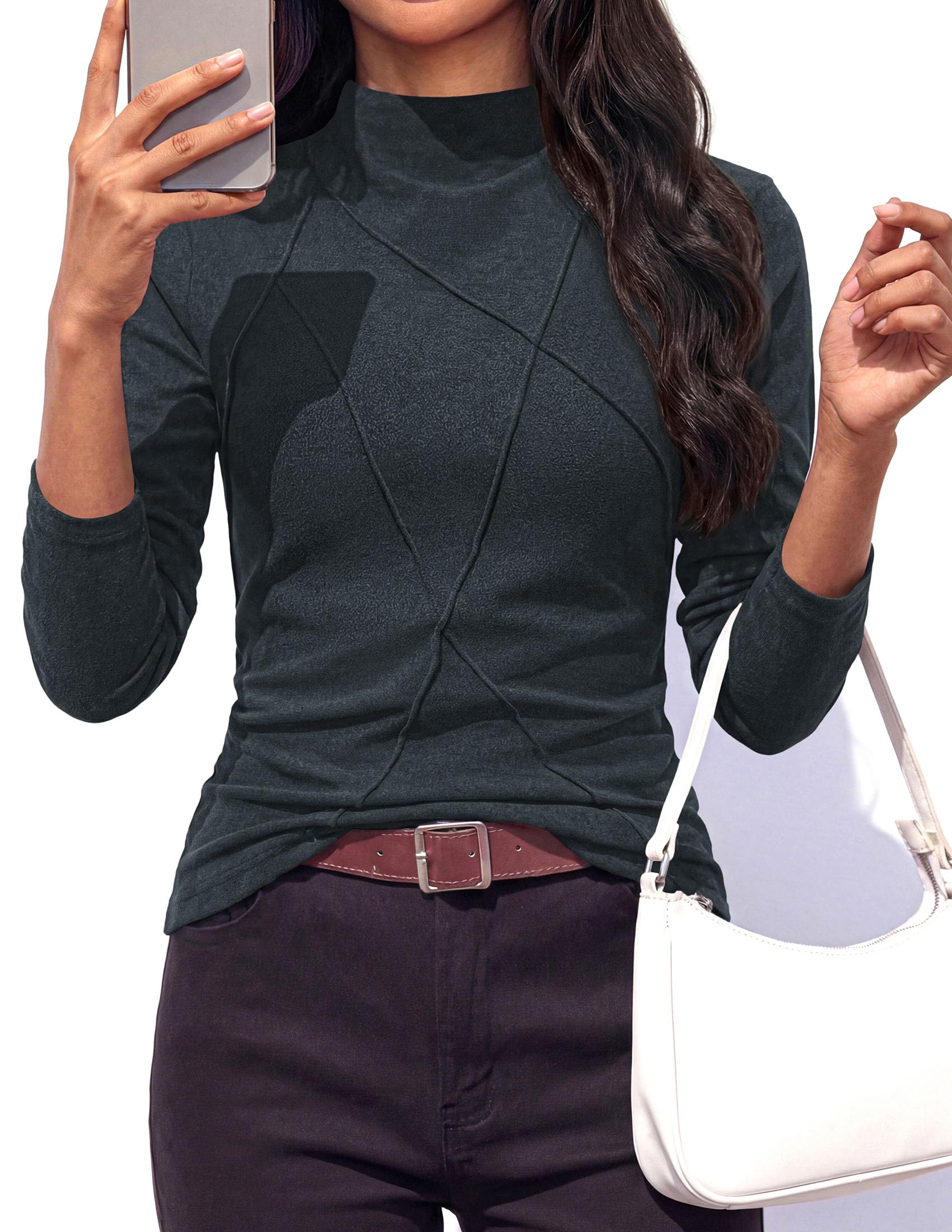 Women's Mock Neck Long Sleeve Shirts Underscrub Fall Tops