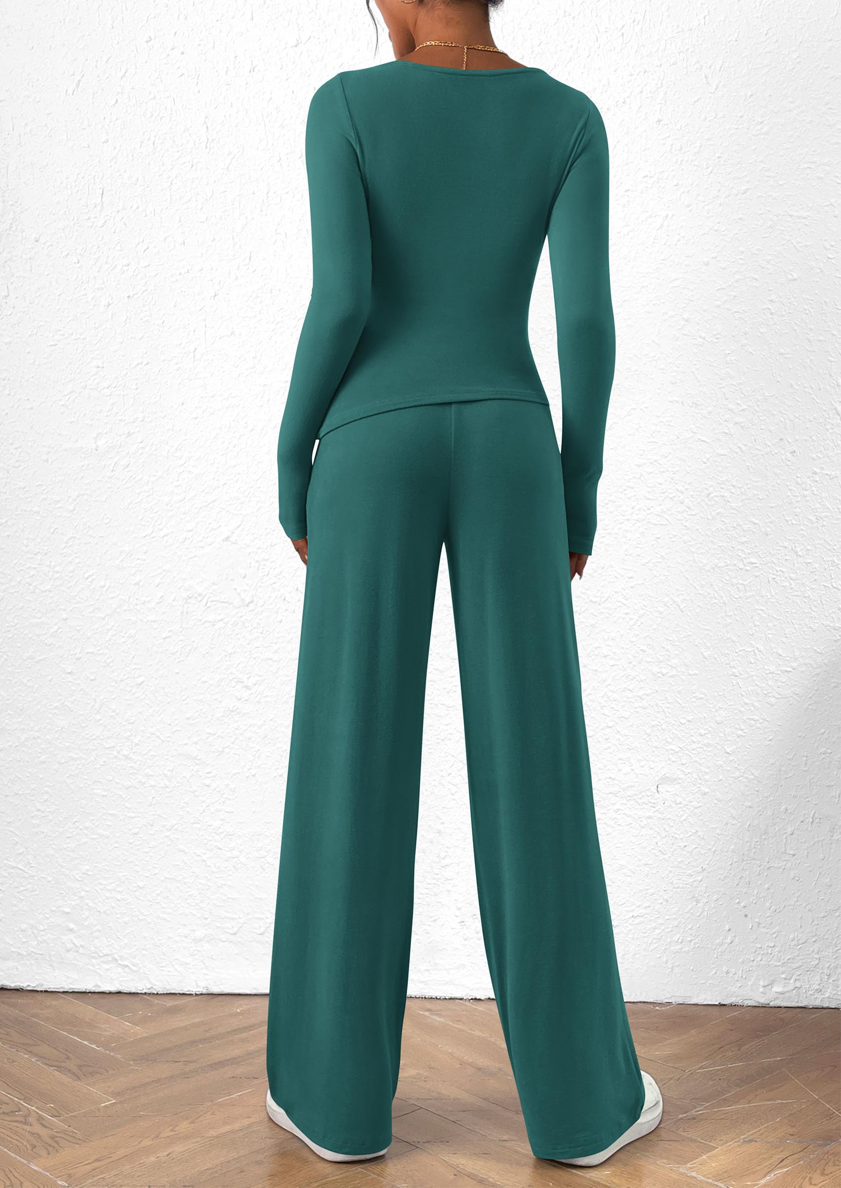 Women's 2 Piece Lounge Sets Airport Outfits(Blue Green,XS)