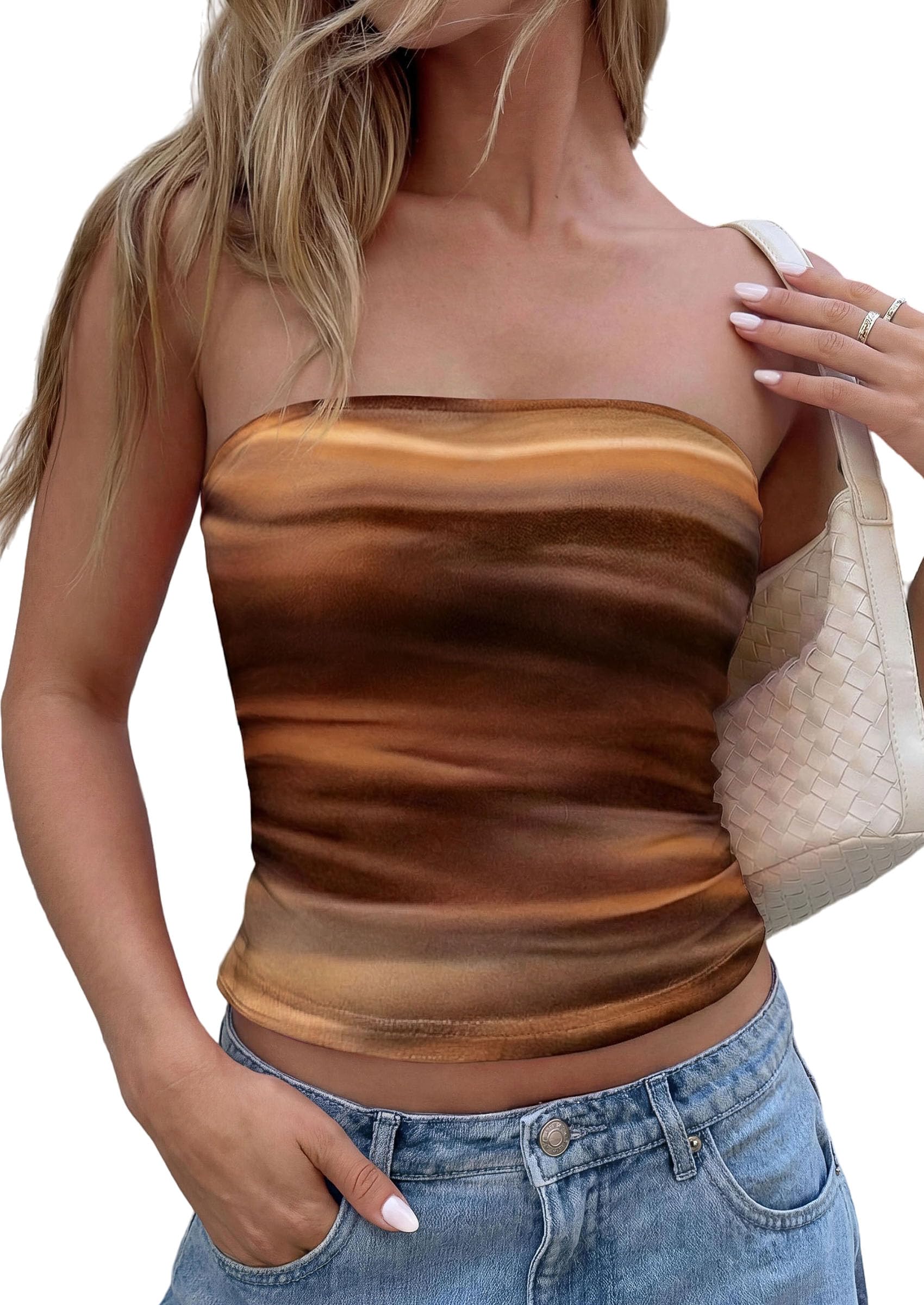 Tube Tops for Women Summer Floral Going Out Vacation Outfits