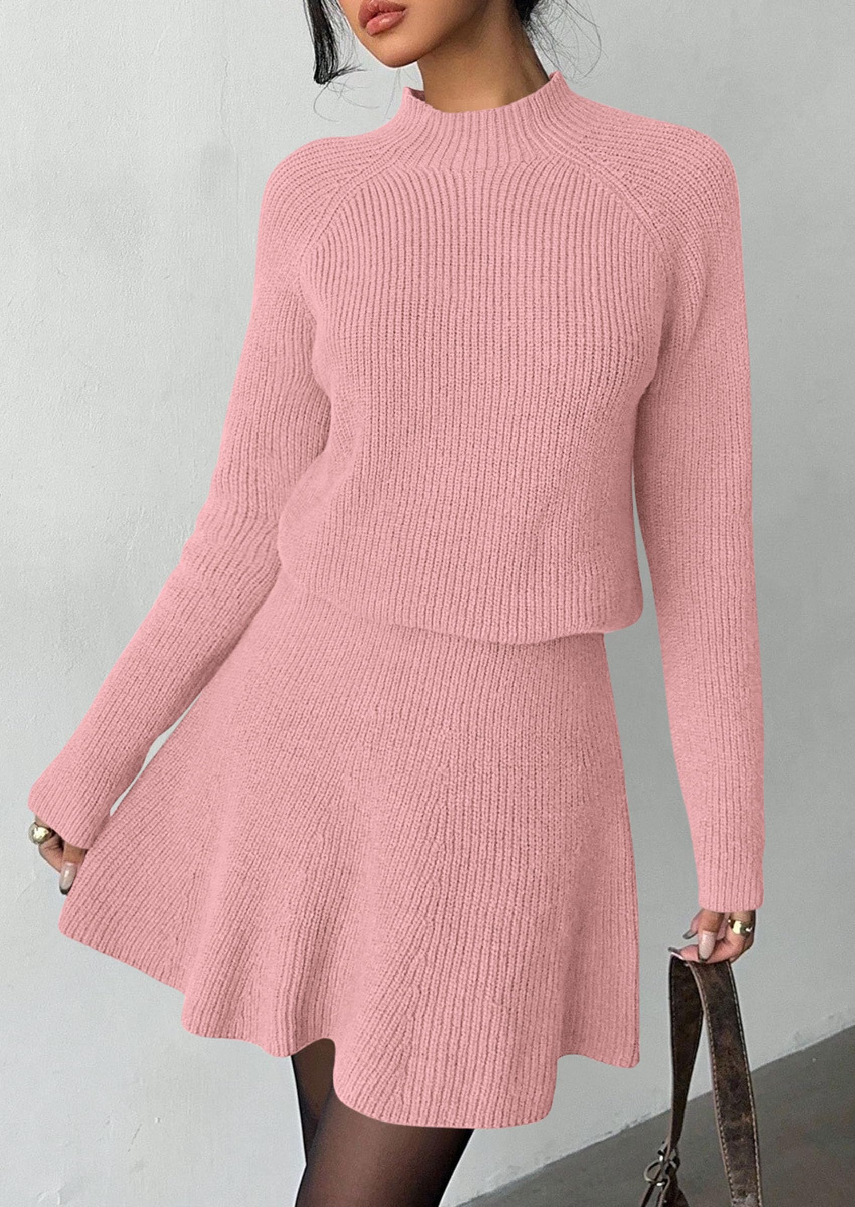 Women's Fall 2 Piece Outfits Matching Sweater Skirt Sets