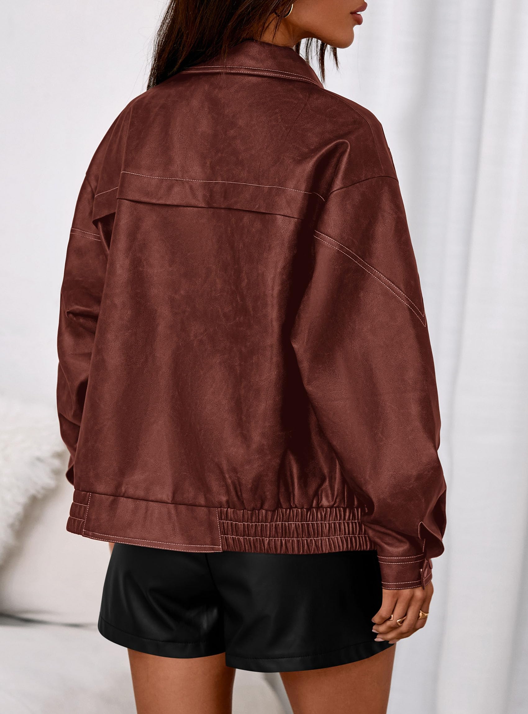 Womens Oversized Faux Leather Jacket Fall Winter Outfits